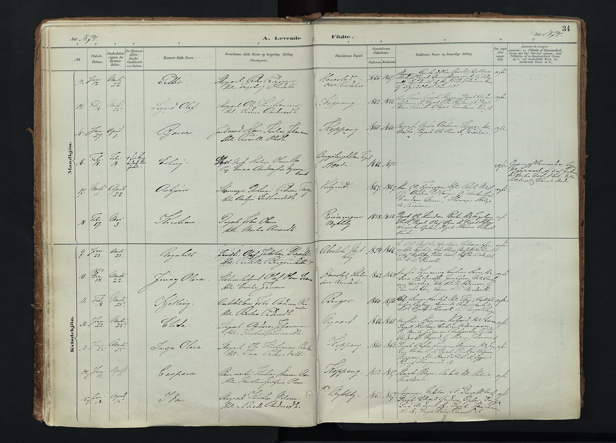 Stor-Elvdal prestekontor, SAH/PREST-052/H/Ha/Haa/L0004: Parish register (official) no. 4, 1890-1922, p. 34