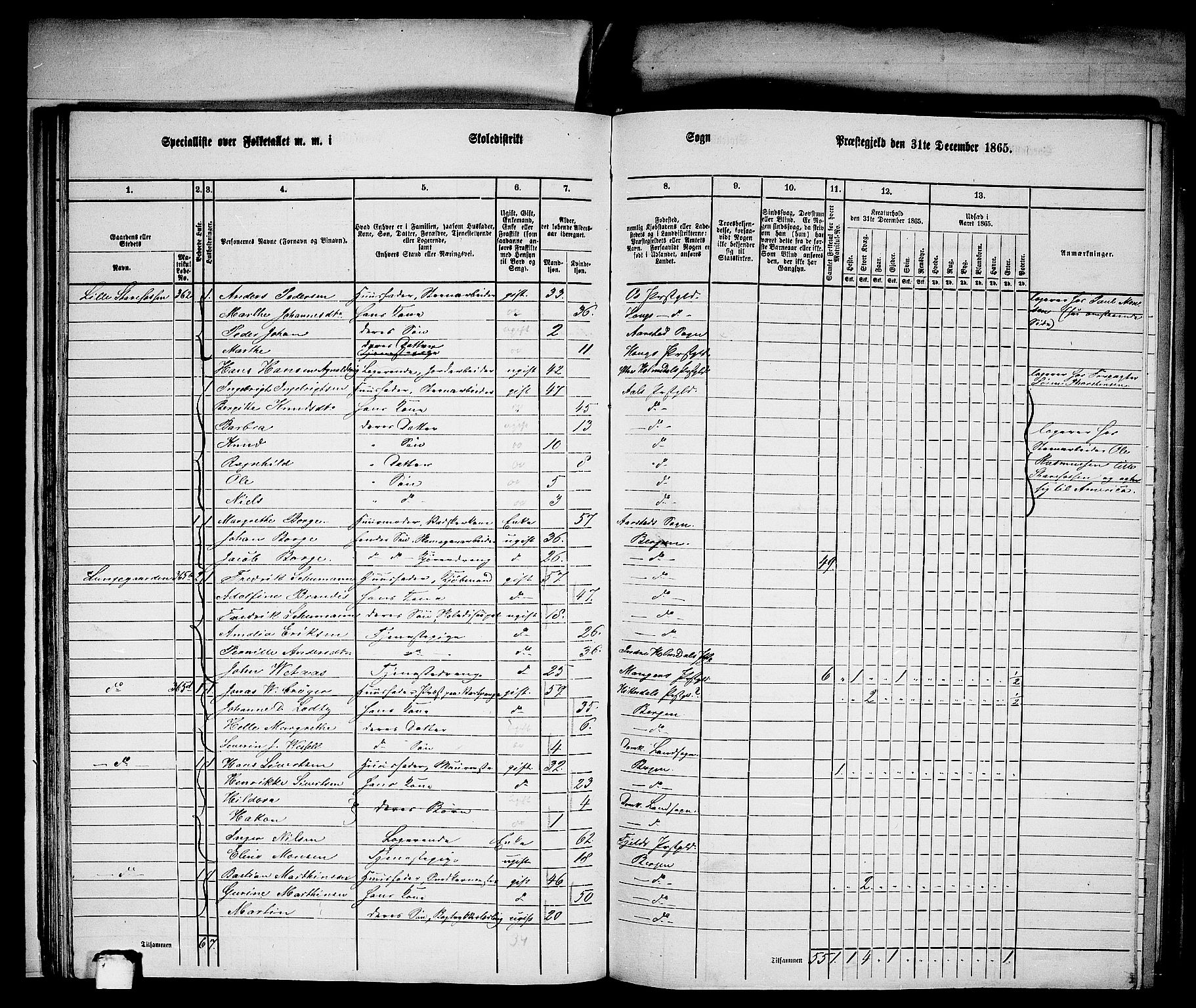 RA, 1865 census for Bergen Landdistrikt/Domkirken og Korskirken, 1865, p. 39