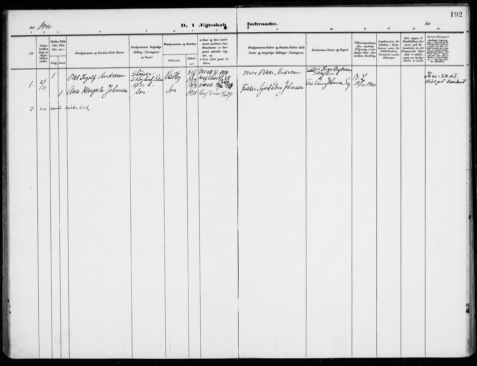 Vestby prestekontor Kirkebøker, SAO/A-10893/F/Fc/L0002: Parish register (official) no. III 2, 1906-1940, p. 192