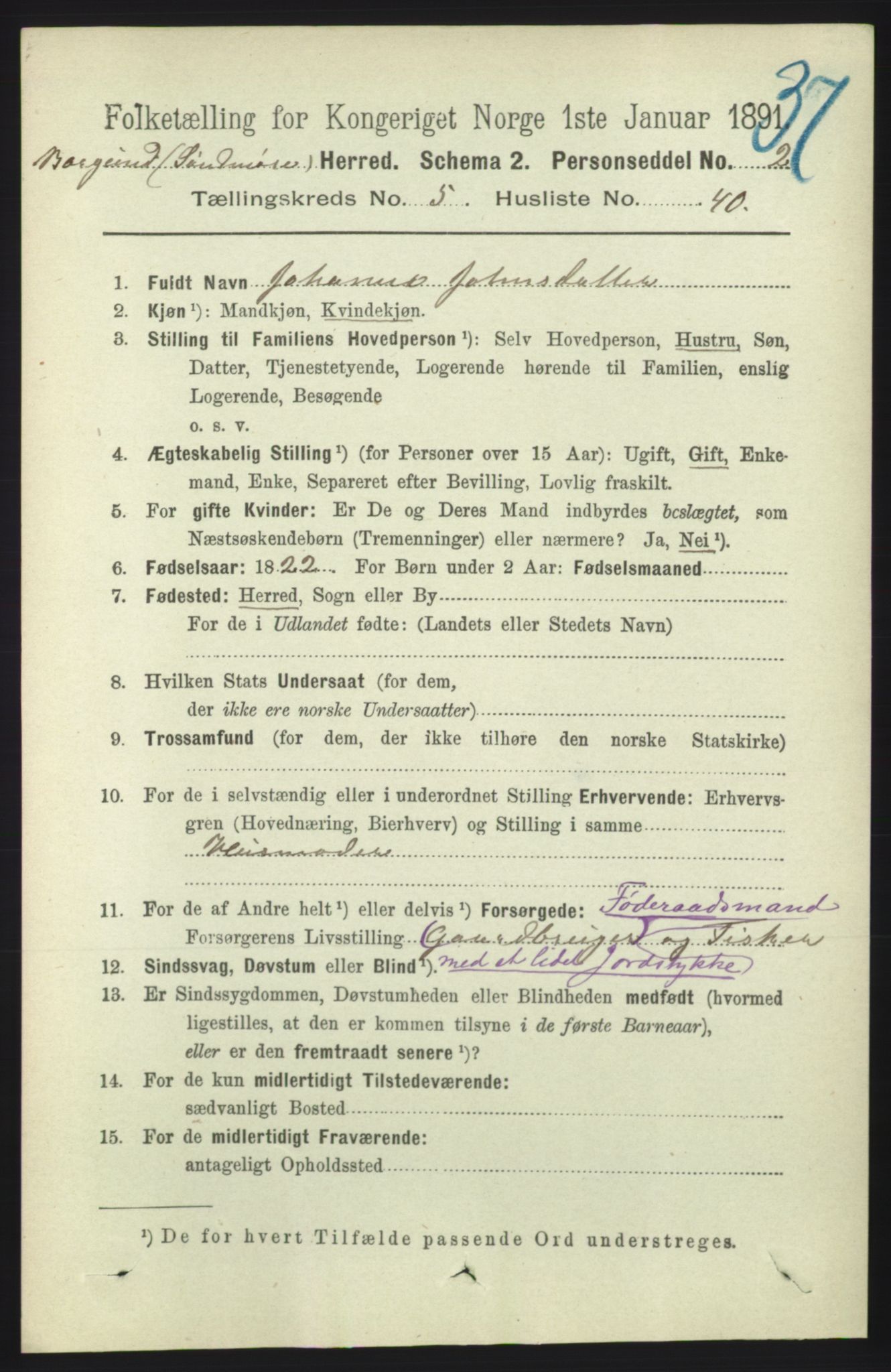 RA, 1891 census for 1531 Borgund, 1891, p. 1518