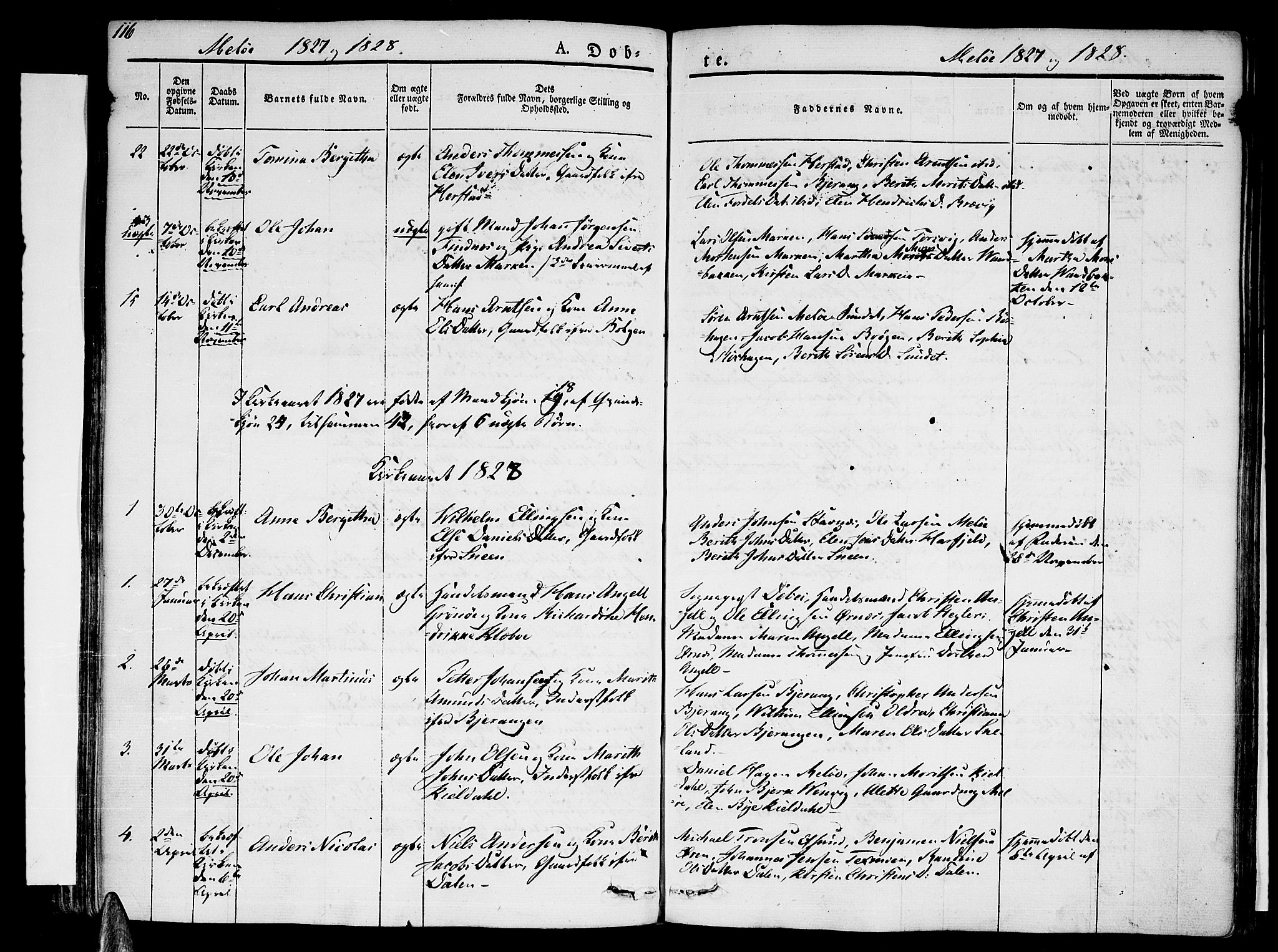 Ministerialprotokoller, klokkerbøker og fødselsregistre - Nordland, SAT/A-1459/841/L0598: Parish register (official) no. 841A06 /2, 1825-1844, p. 116