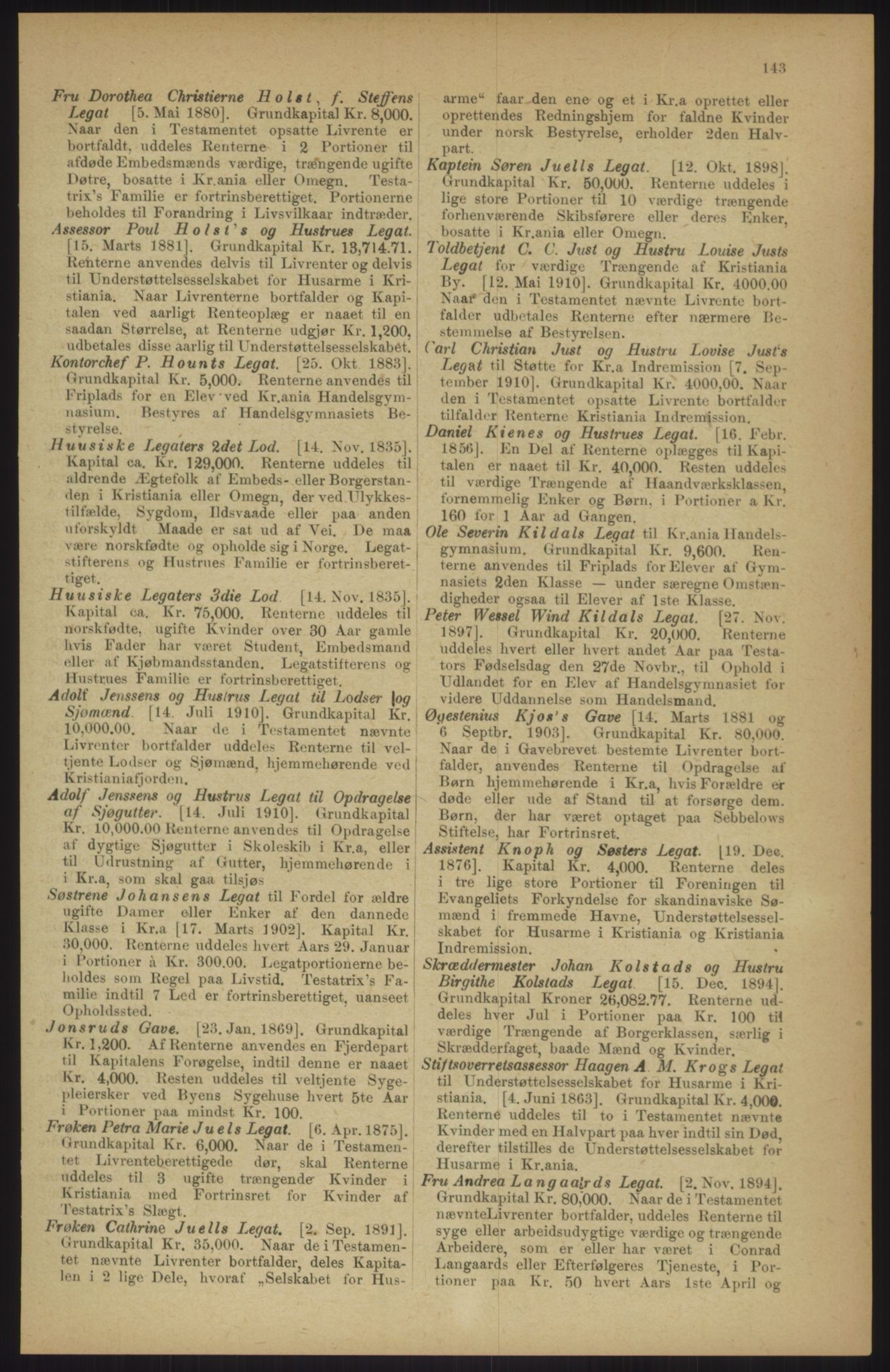 Kristiania/Oslo adressebok, PUBL/-, 1911, p. 143