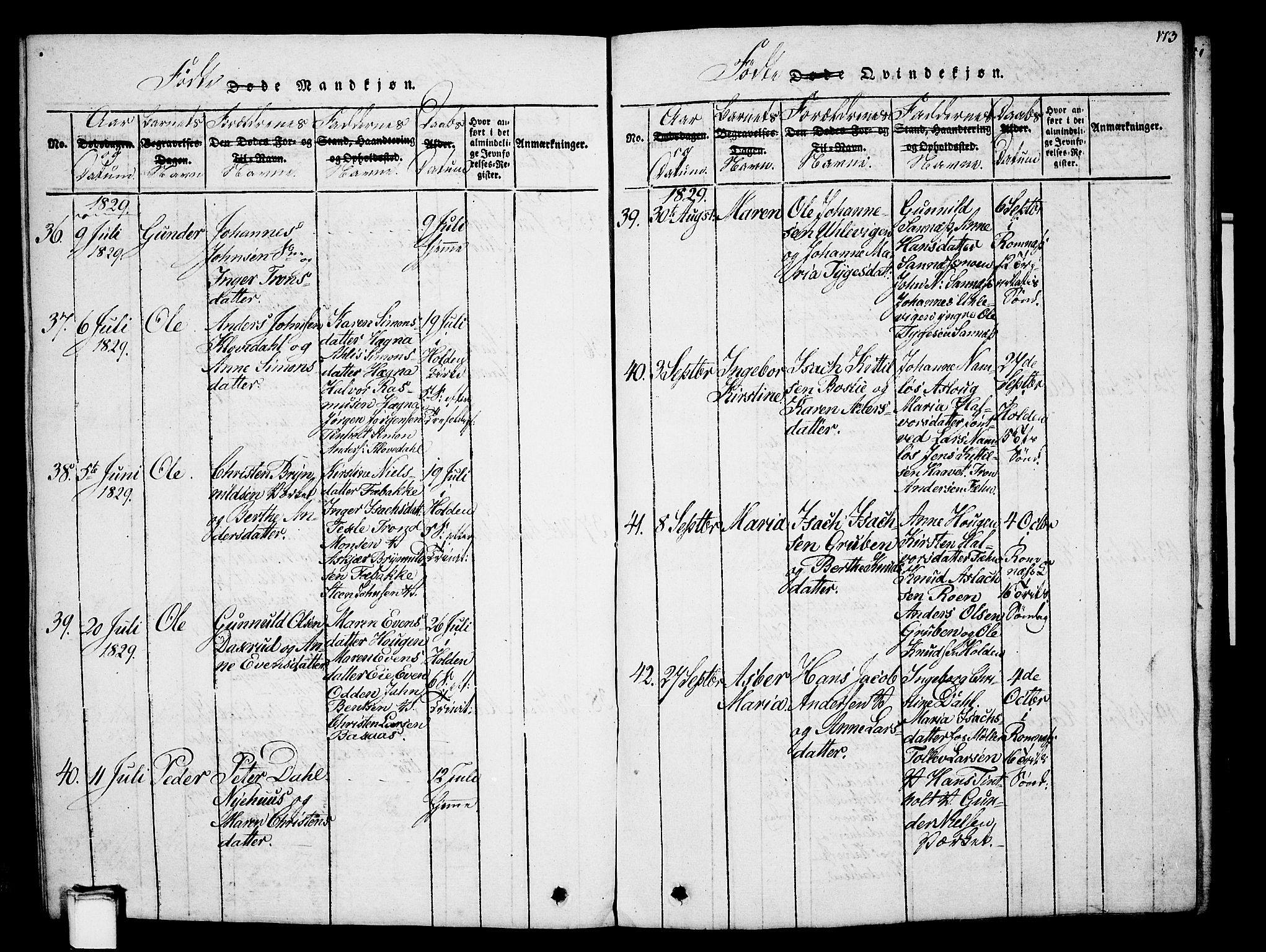 Holla kirkebøker, AV/SAKO-A-272/G/Ga/L0001: Parish register (copy) no. I 1, 1814-1830, p. 173