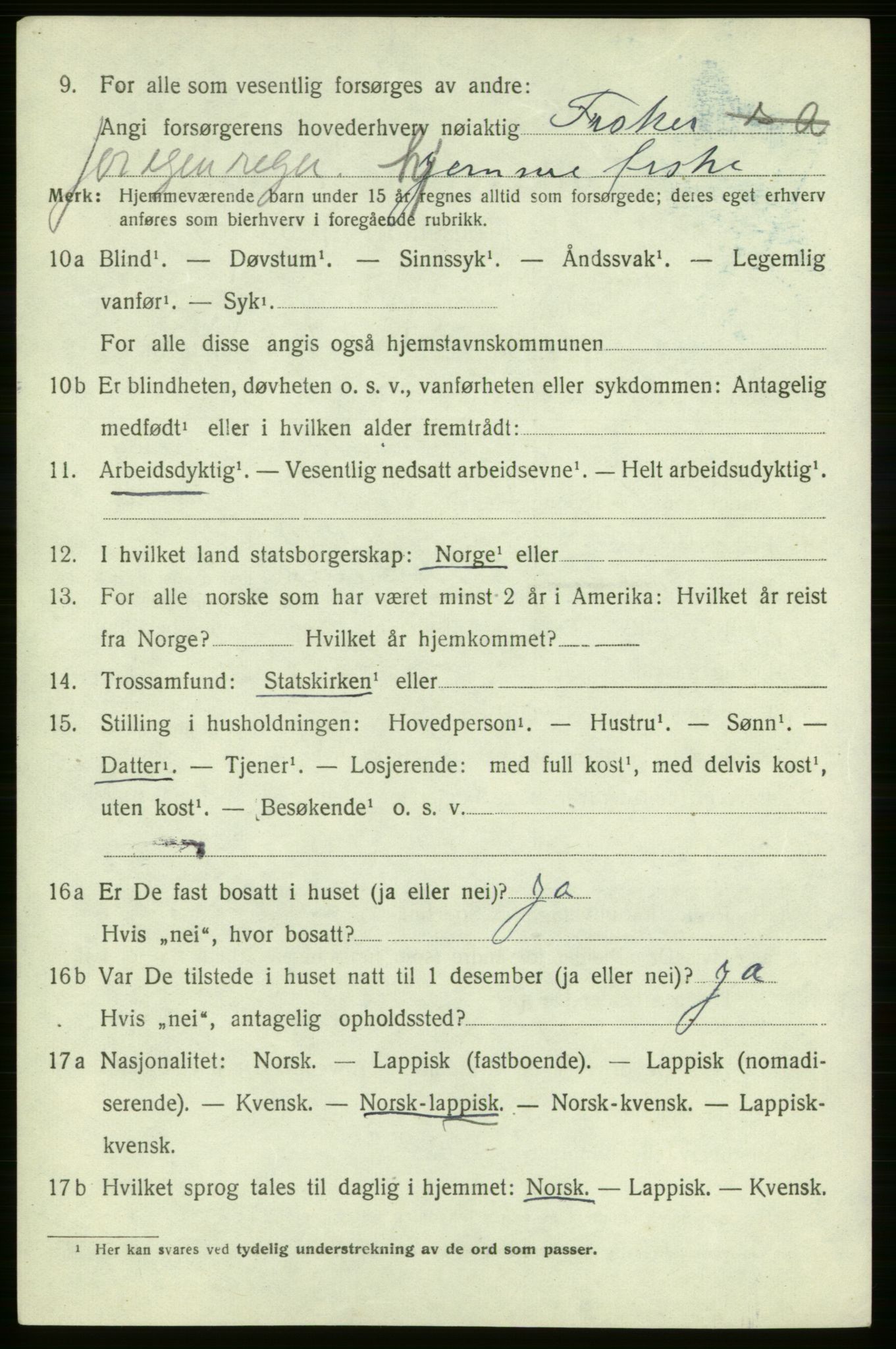 SATØ, 1920 census for , 1920, p. 495