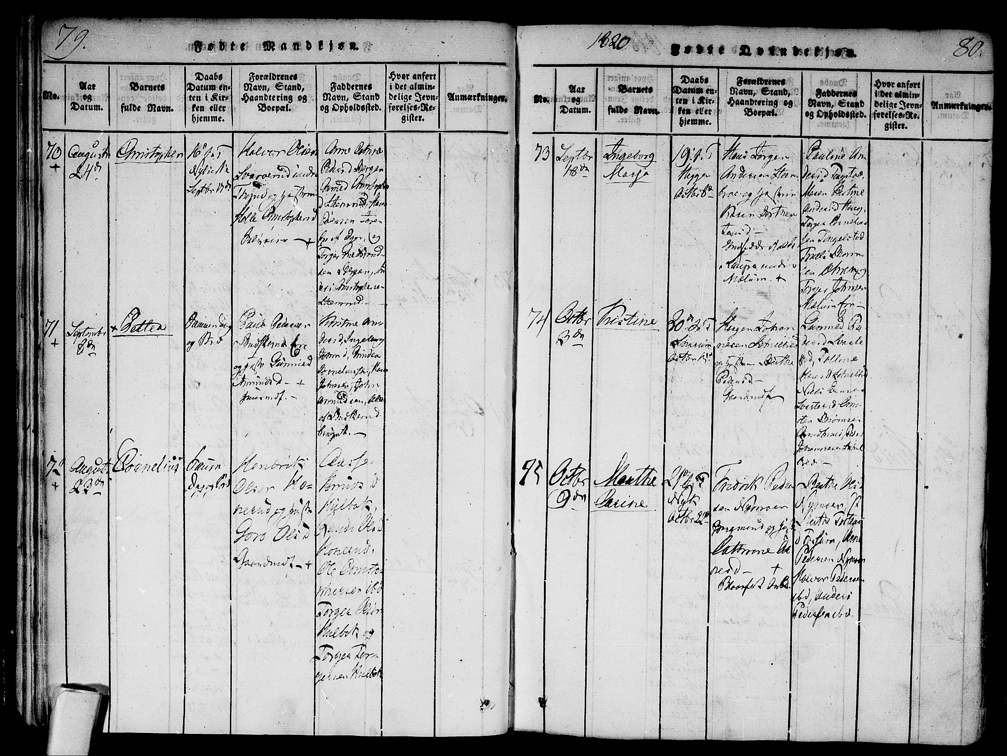 Modum kirkebøker, AV/SAKO-A-234/F/Fa/L0004: Parish register (official) no. 4, 1818-1824, p. 79-80