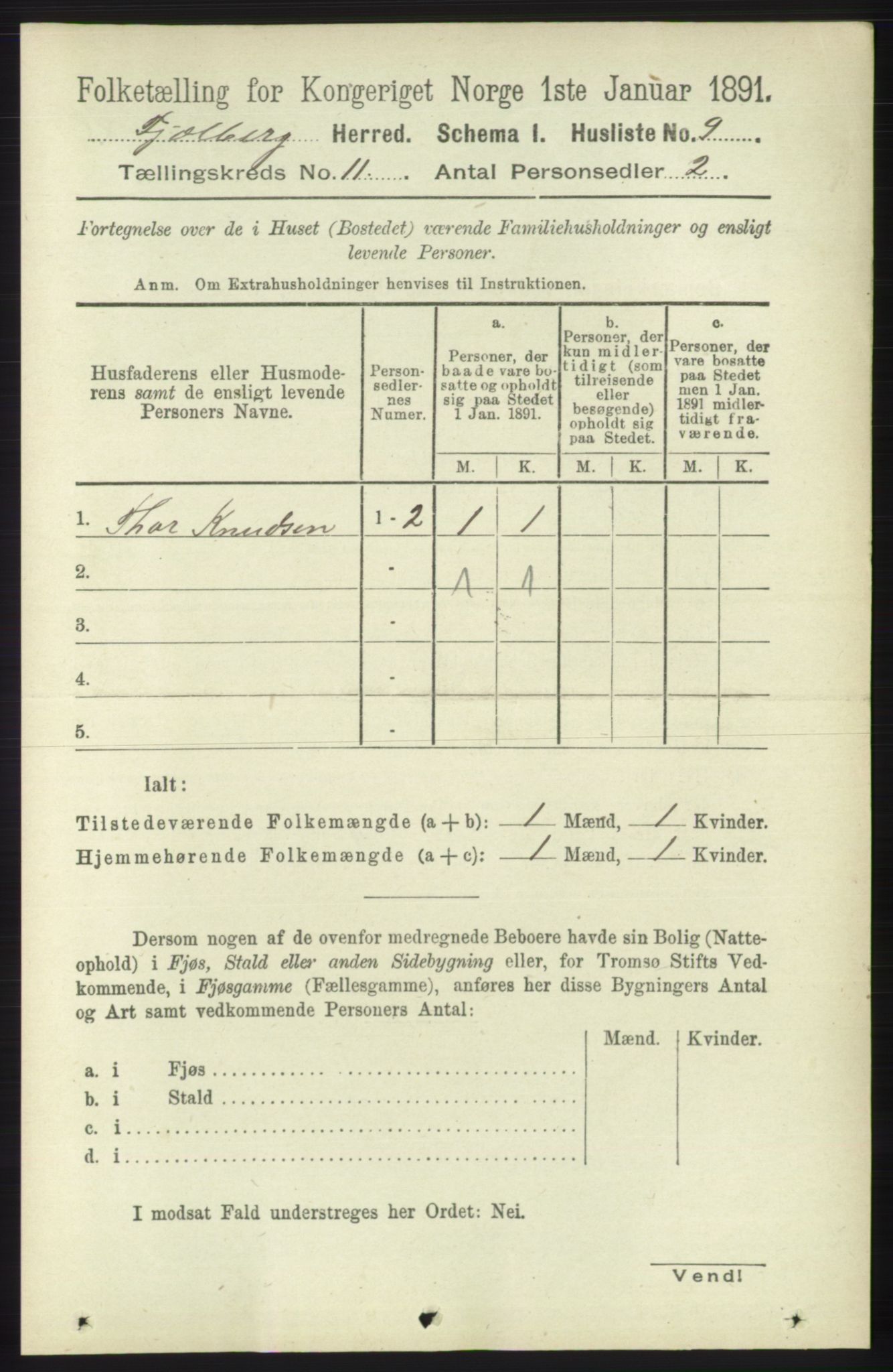 RA, 1891 census for 1213 Fjelberg, 1891, p. 4062