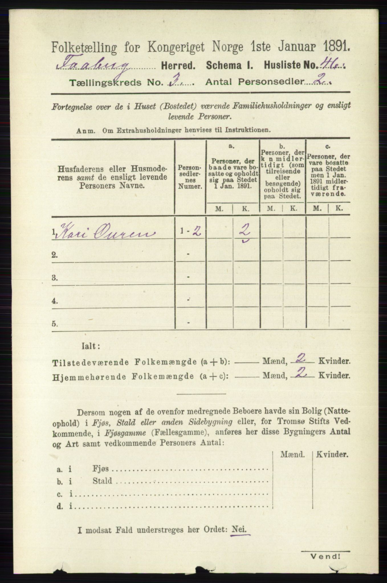 RA, 1891 census for 0524 Fåberg, 1891, p. 847