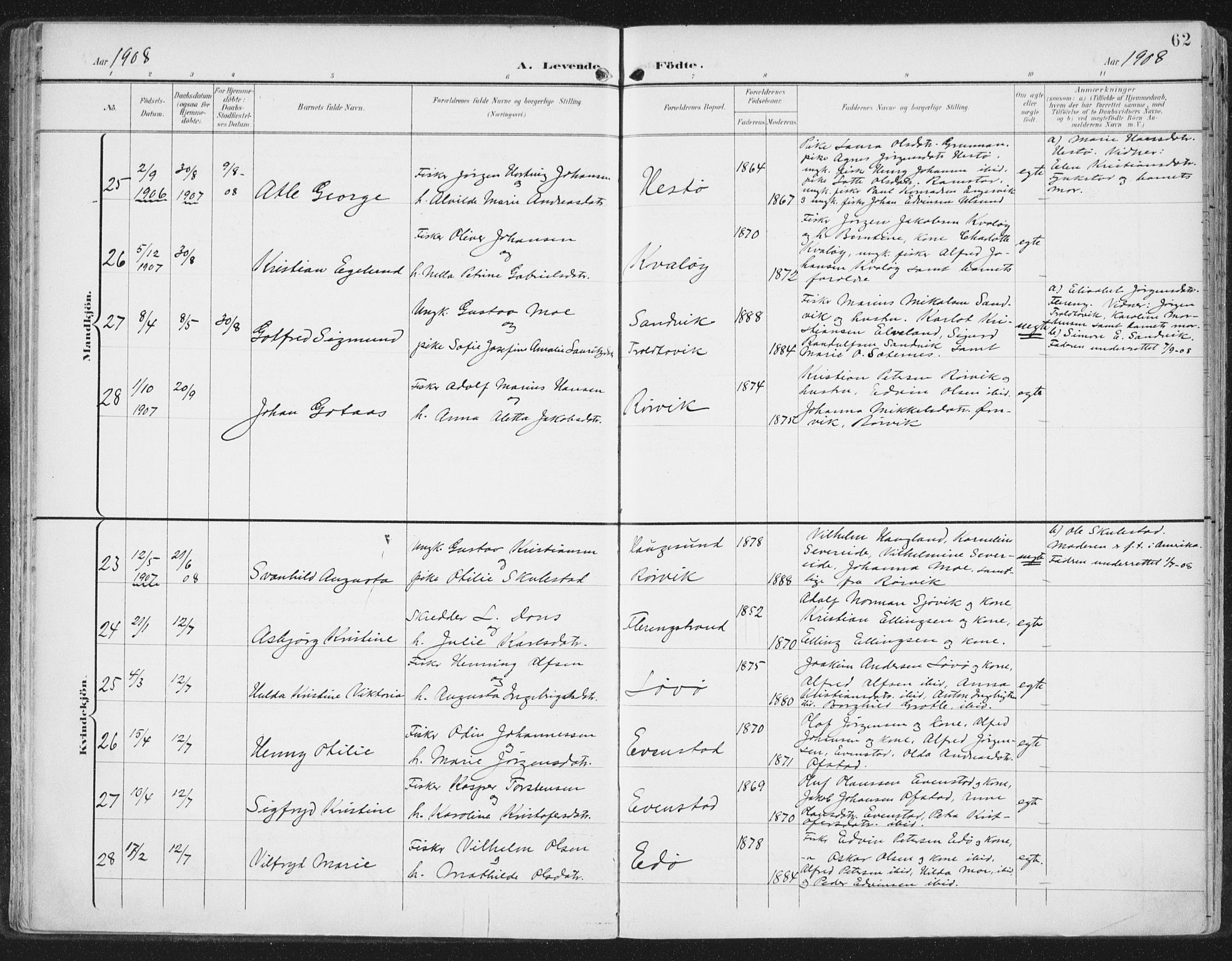 Ministerialprotokoller, klokkerbøker og fødselsregistre - Nord-Trøndelag, AV/SAT-A-1458/786/L0688: Parish register (official) no. 786A04, 1899-1912, p. 62