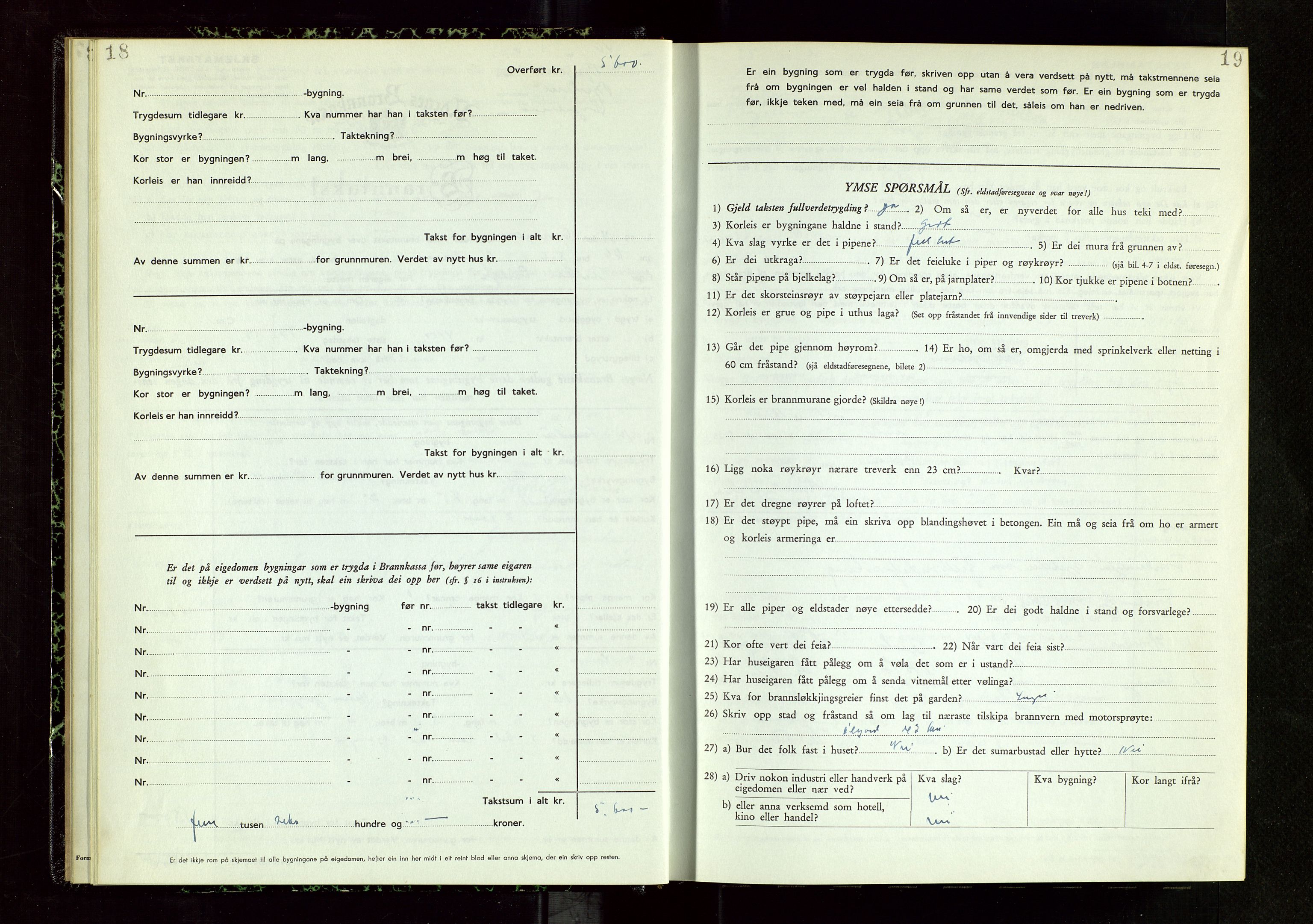 Bjerkreim lensmannskontor, AV/SAST-A-100090/Gob/L0002: "Branntakstprotokoll", 1950-1955, p. 18-19