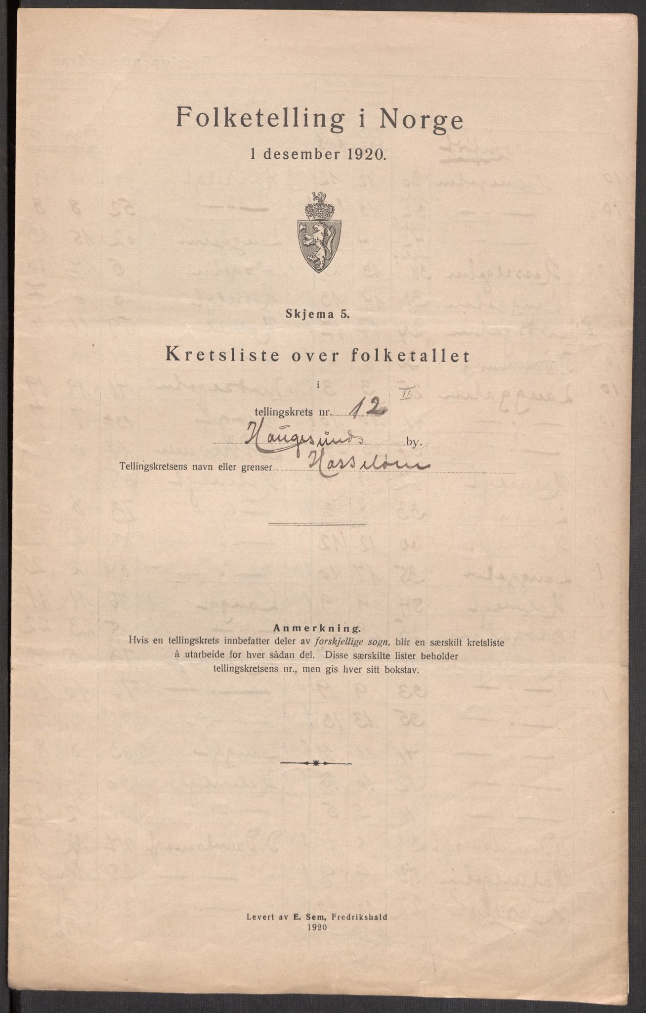 SAST, 1920 census for Haugesund, 1920, p. 57