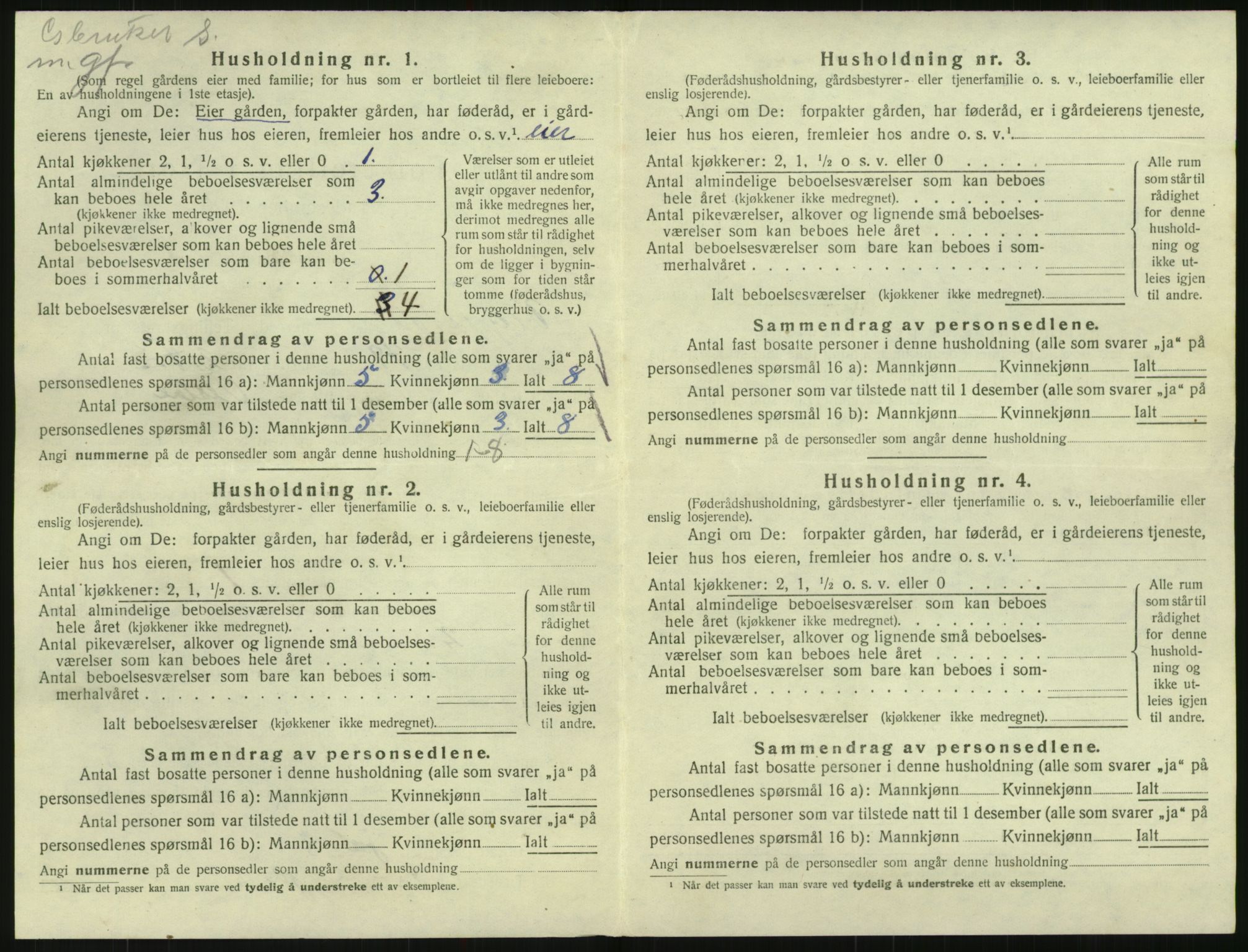 SAK, 1920 census for Vegusdal, 1920, p. 350