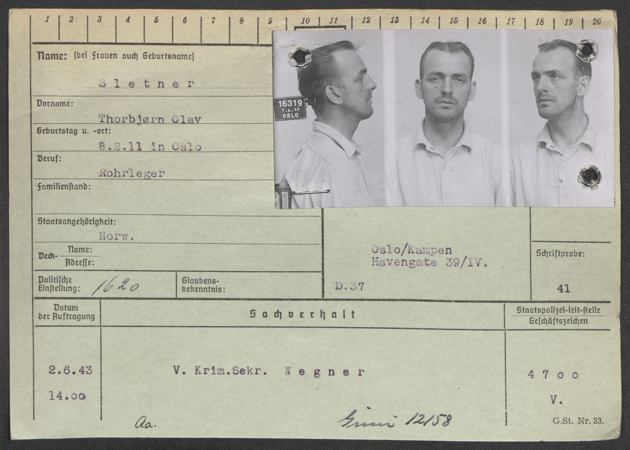 Befehlshaber der Sicherheitspolizei und des SD, RA/RAFA-5969/E/Ea/Eaa/L0009: Register over norske fanger i Møllergata 19: Ru-Sy, 1940-1945, p. 900