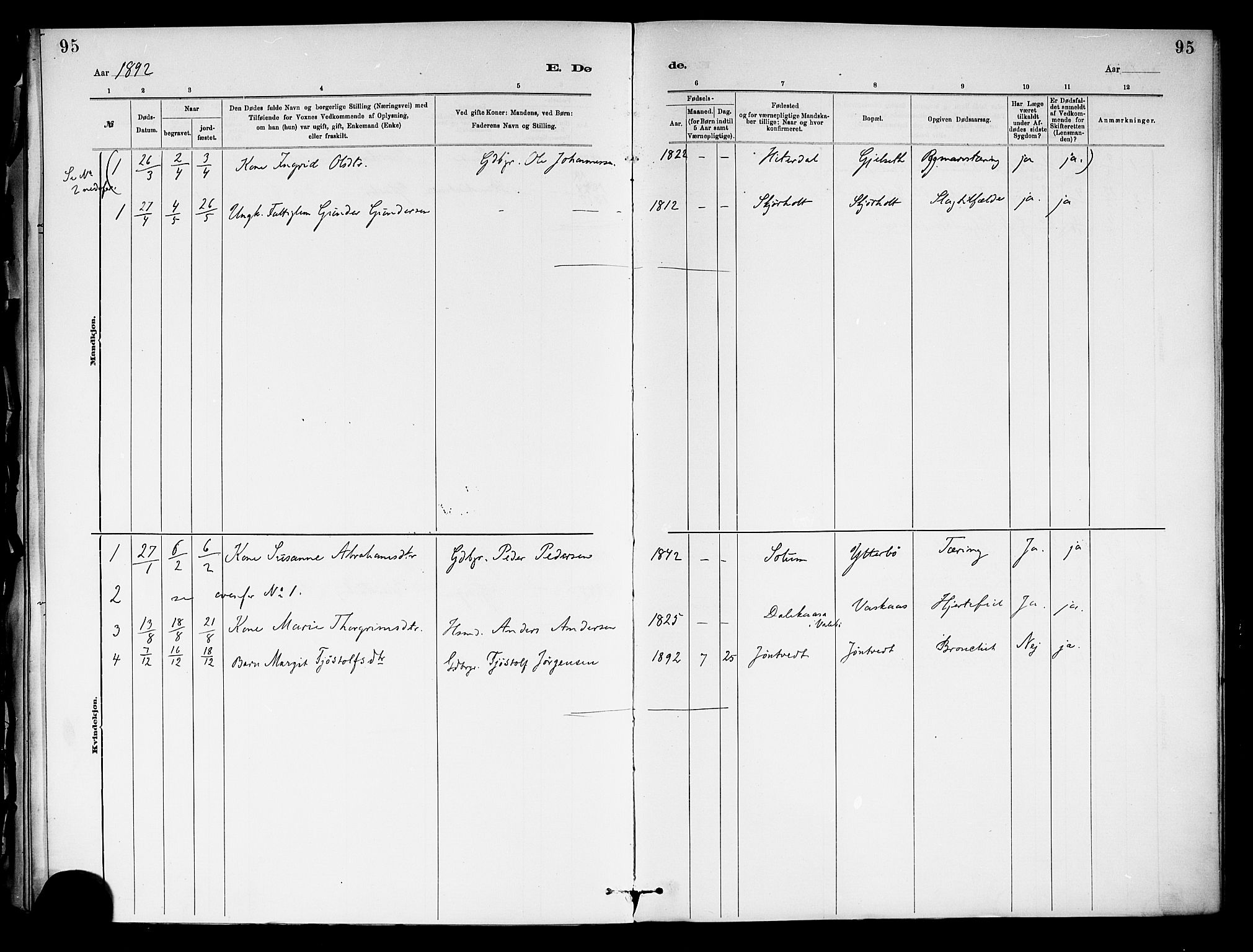 Holla kirkebøker, SAKO/A-272/F/Fa/L0009: Parish register (official) no. 9, 1881-1897, p. 95