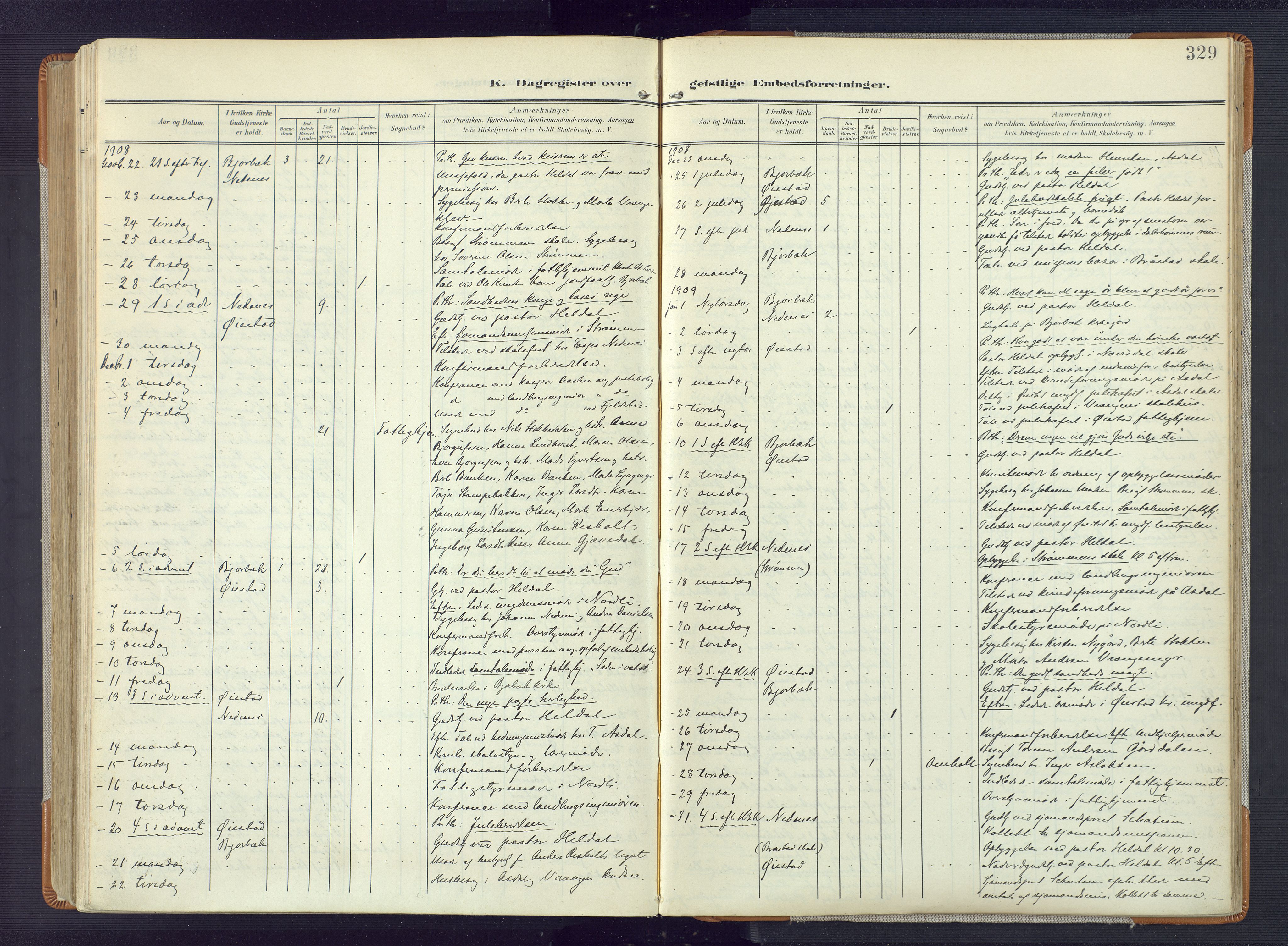 Øyestad sokneprestkontor, AV/SAK-1111-0049/F/Fa/L0019: Parish register (official) no. A 19, 1908-1922, p. 329