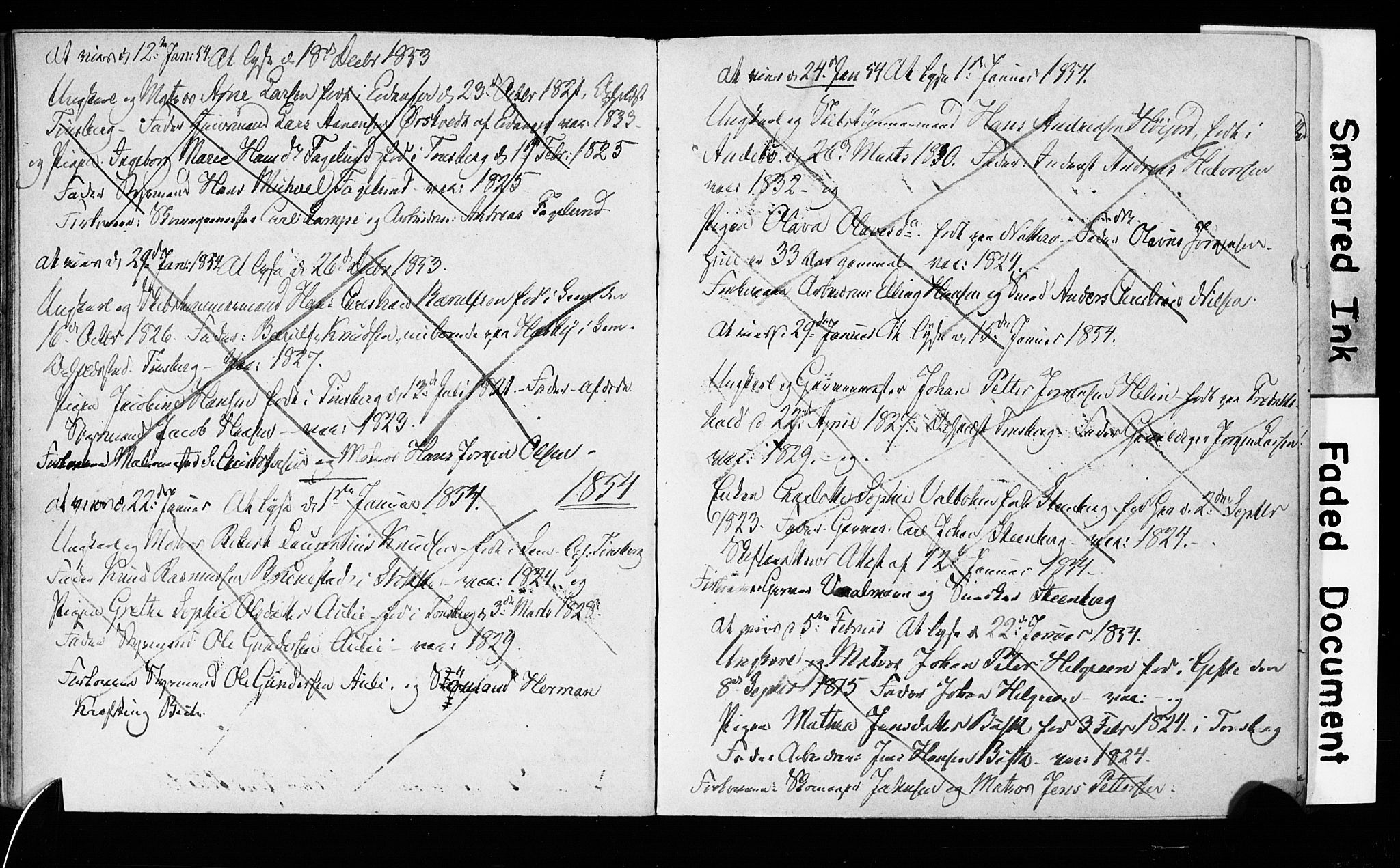 Tønsberg kirkebøker, AV/SAKO-A-330/H/Ha/L0001: Banns register no. 1, 1849-1856