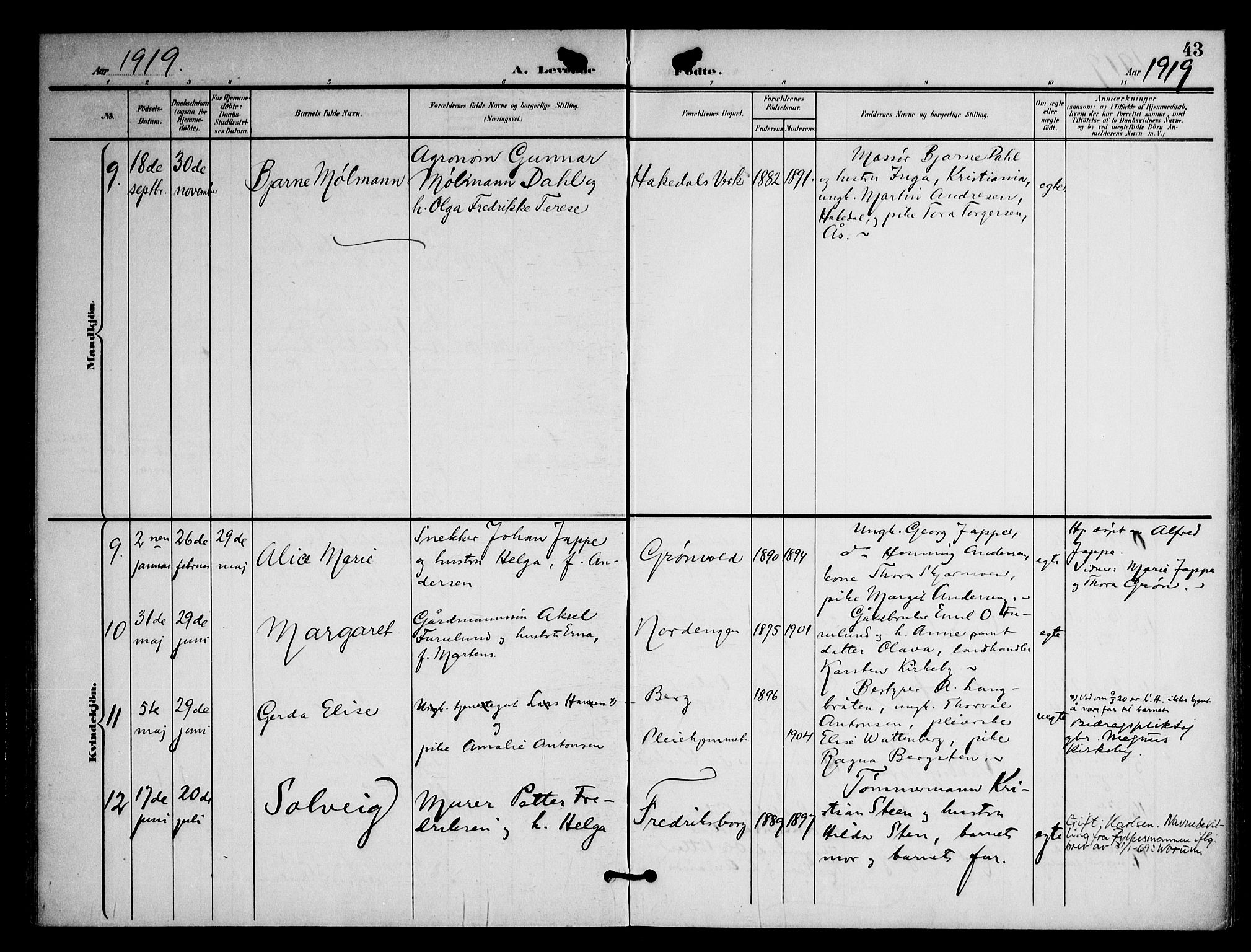 Nittedal prestekontor Kirkebøker, AV/SAO-A-10365a/F/Fb/L0002: Parish register (official) no. II 2, 1902-1921, p. 43