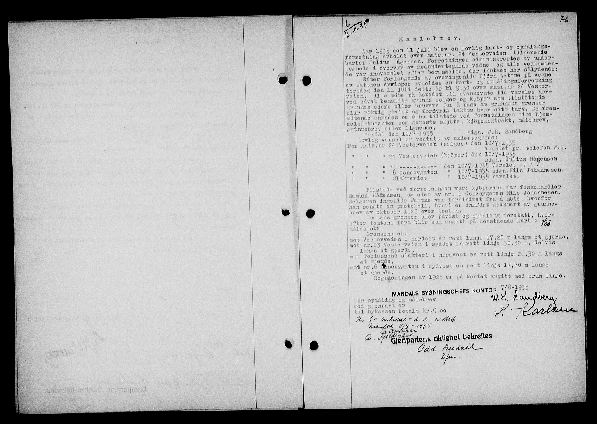 Mandal sorenskriveri, SAK/1221-0005/001/G/Gb/Gba/L0068: Mortgage book no. A-5, 1934-1935, Deed date: 12.08.1935