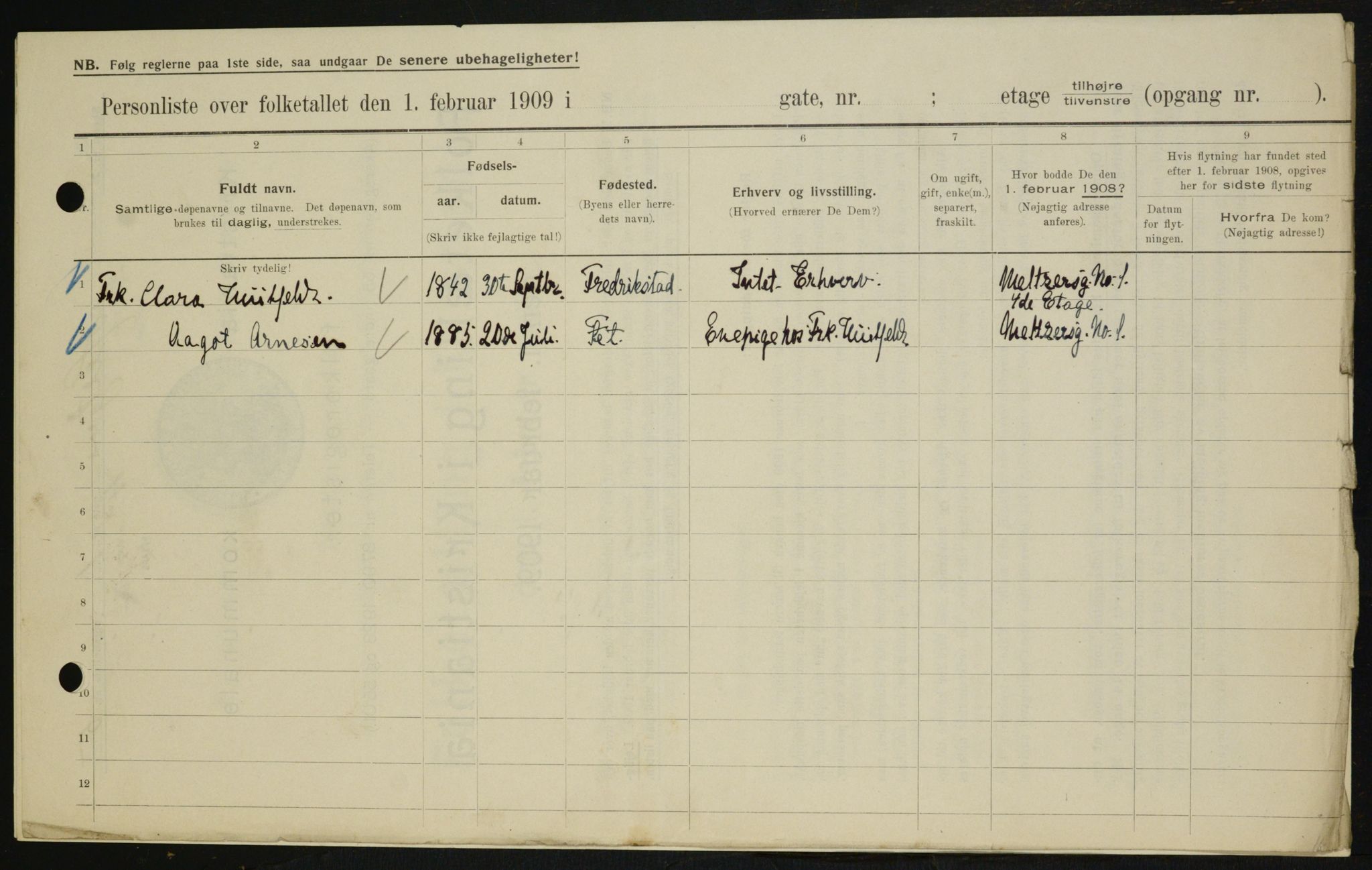 OBA, Municipal Census 1909 for Kristiania, 1909, p. 59066