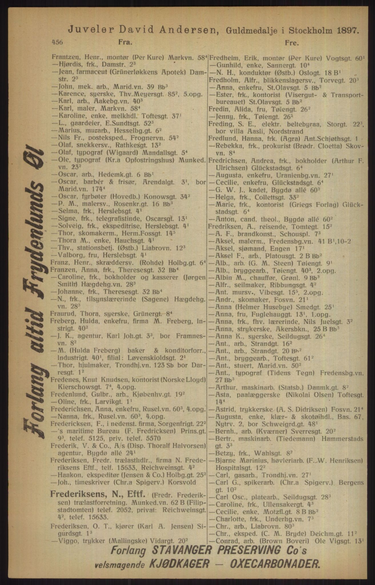 Kristiania/Oslo adressebok, PUBL/-, 1915, p. 456