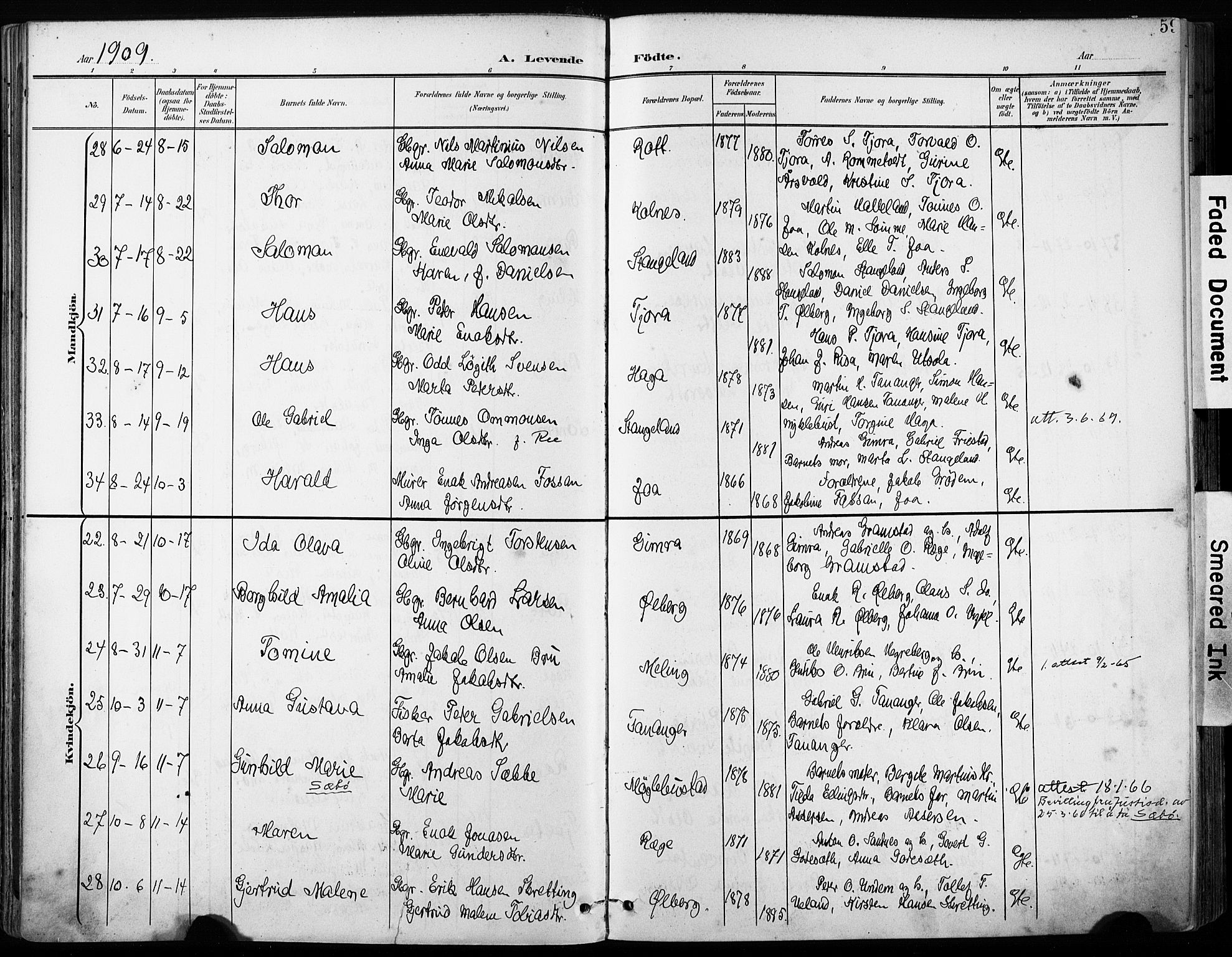 Håland sokneprestkontor, AV/SAST-A-101802/001/30BA/L0013: Parish register (official) no. A 12, 1901-1913, p. 59