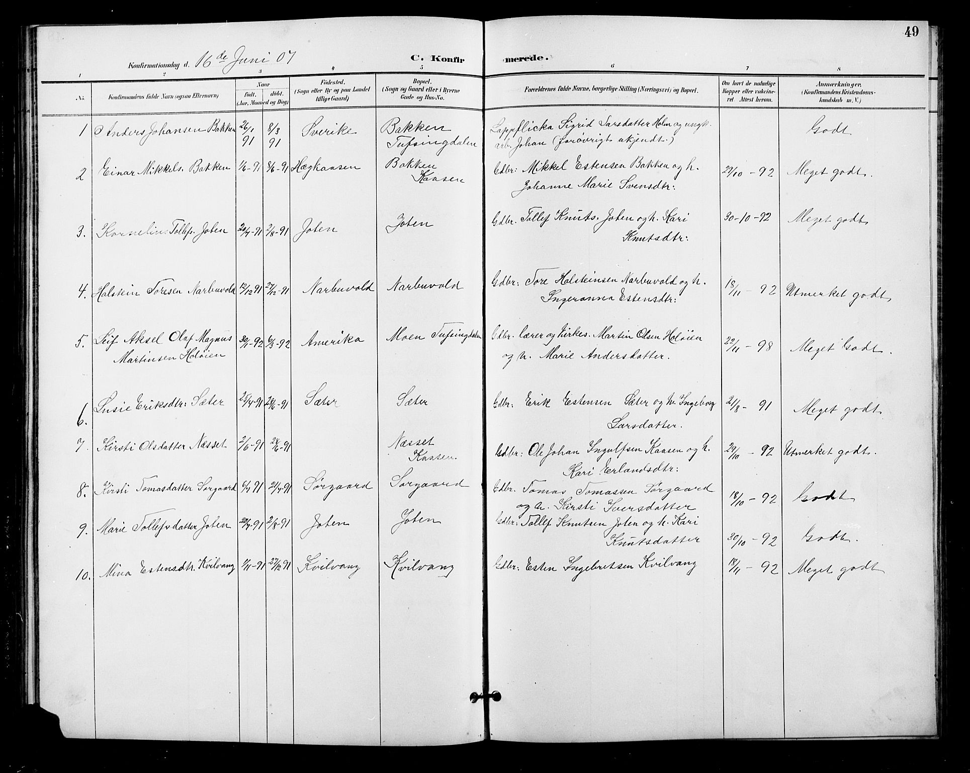 Tolga prestekontor, AV/SAH-PREST-062/L/L0011: Parish register (copy) no. 11, 1894-1925, p. 49