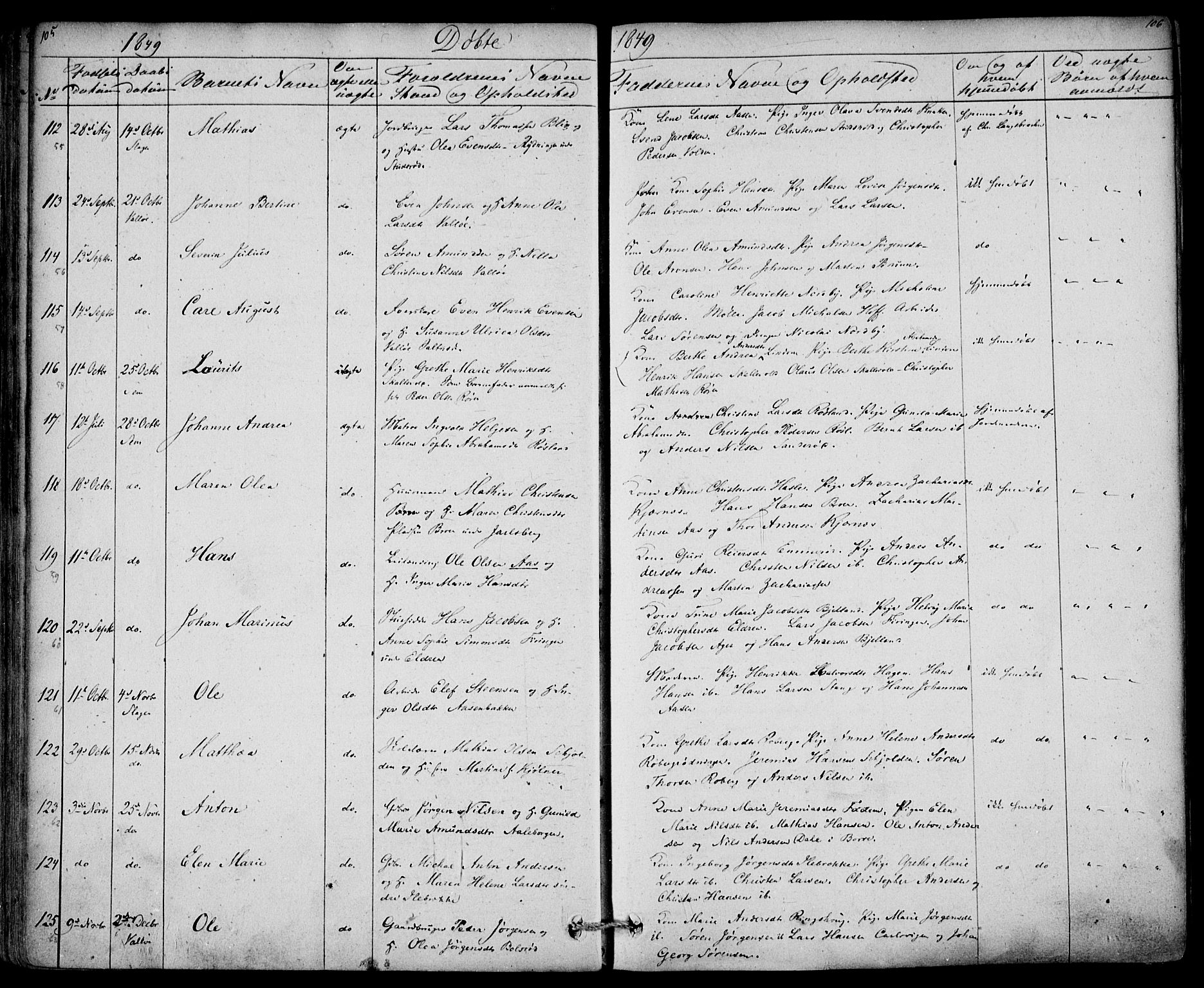 Sem kirkebøker, AV/SAKO-A-5/F/Fa/L0006: Parish register (official) no. I 6, 1843-1855, p. 105-106