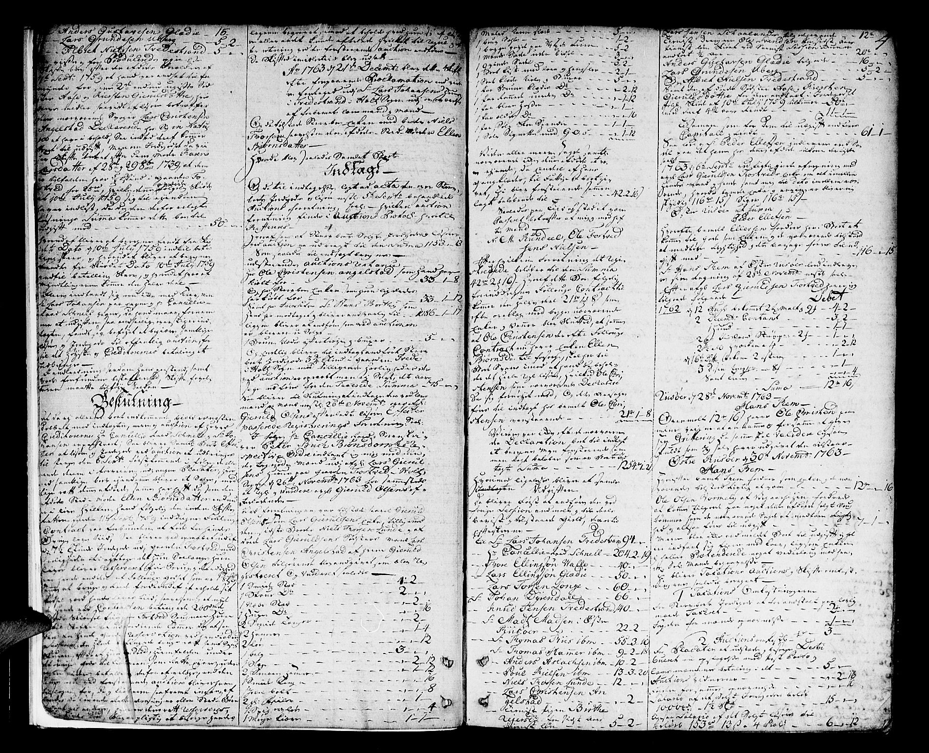 Nedenes sorenskriveri før 1824, SAK/1221-0007/H/Hc/L0030: Skifteprotokoll med register nr 21a, 1763-1767, p. 3b-4a