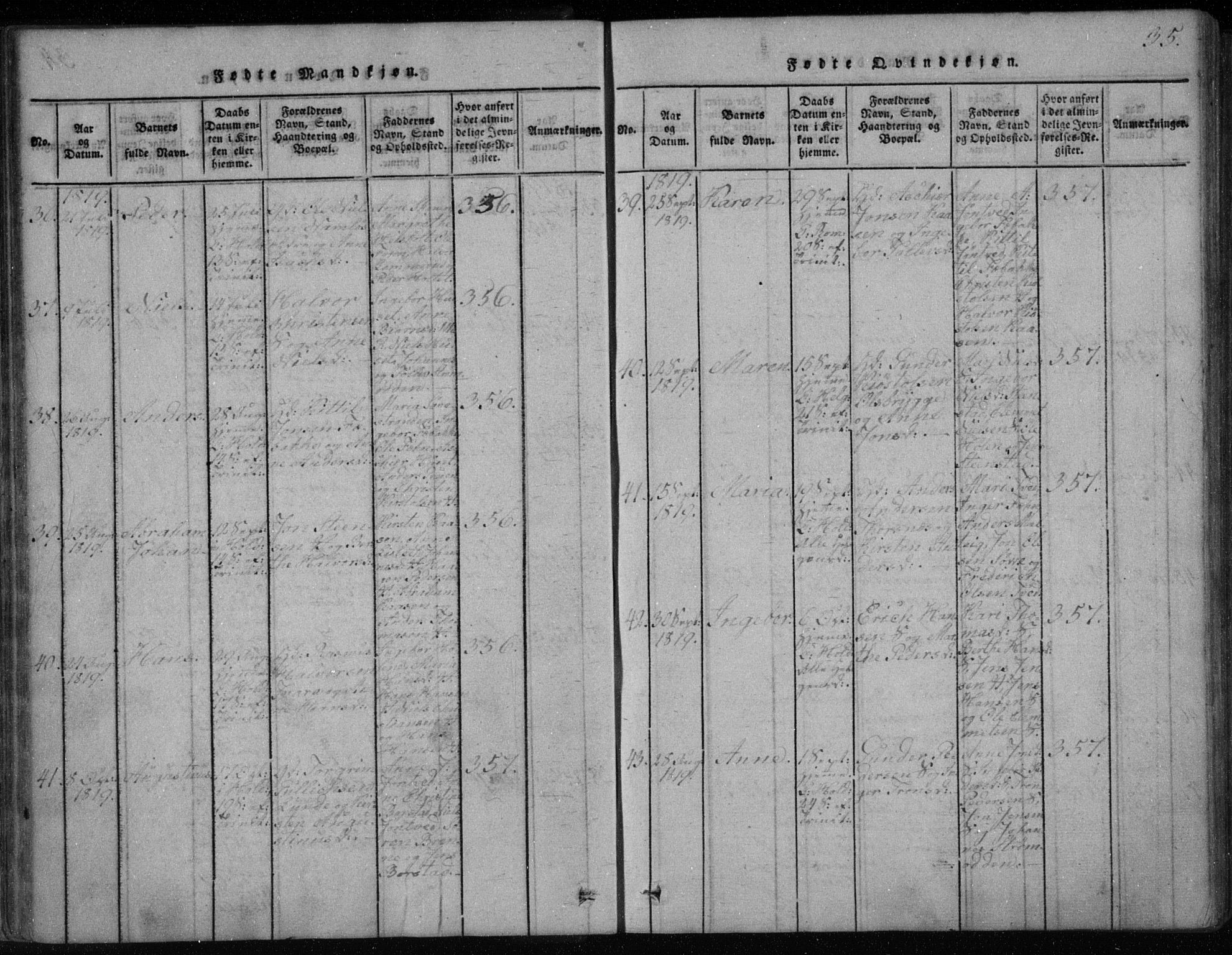 Holla kirkebøker, SAKO/A-272/F/Fa/L0003: Parish register (official) no. 3, 1815-1830, p. 35