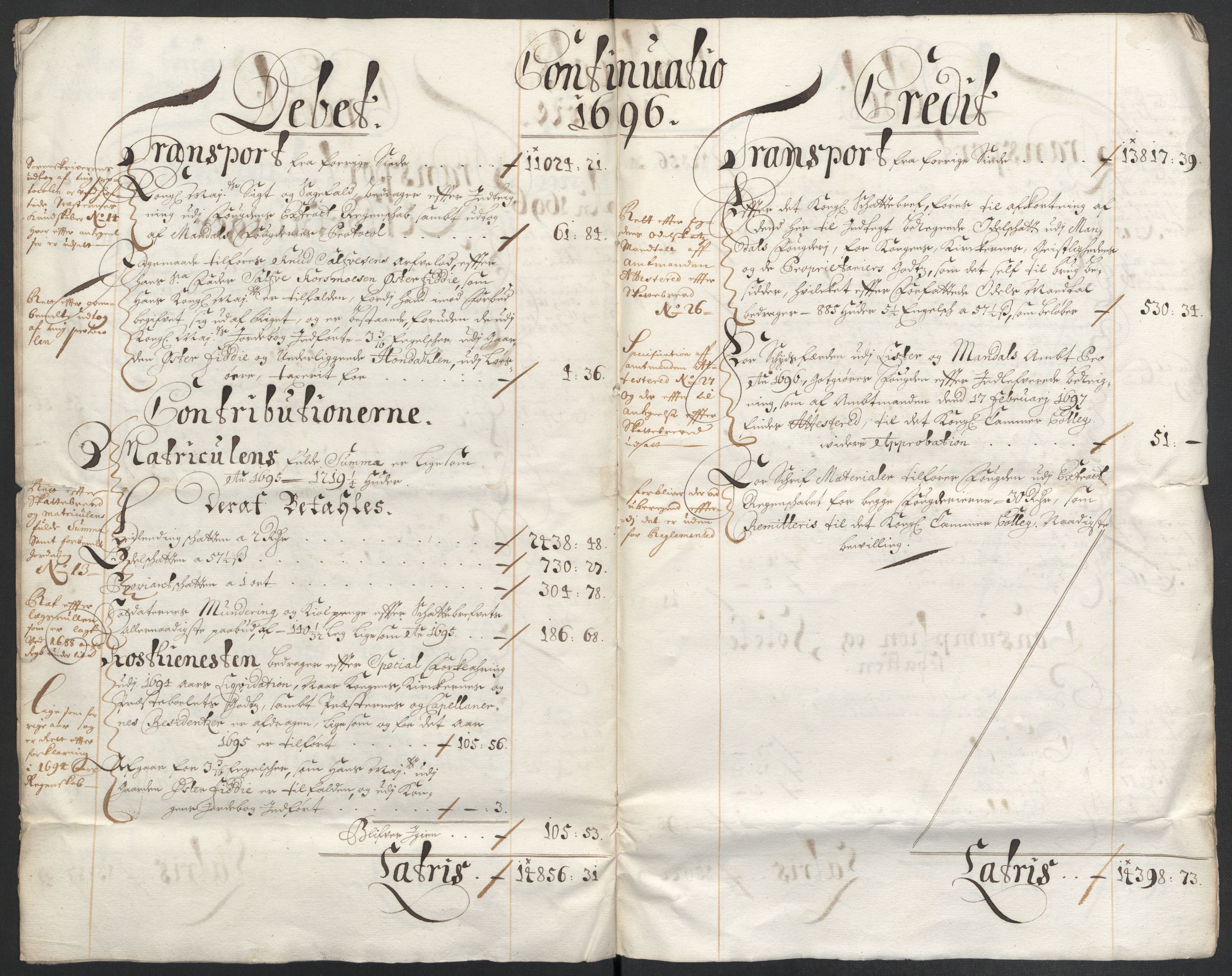 Rentekammeret inntil 1814, Reviderte regnskaper, Fogderegnskap, AV/RA-EA-4092/R43/L2546: Fogderegnskap Lista og Mandal, 1696-1697, p. 10