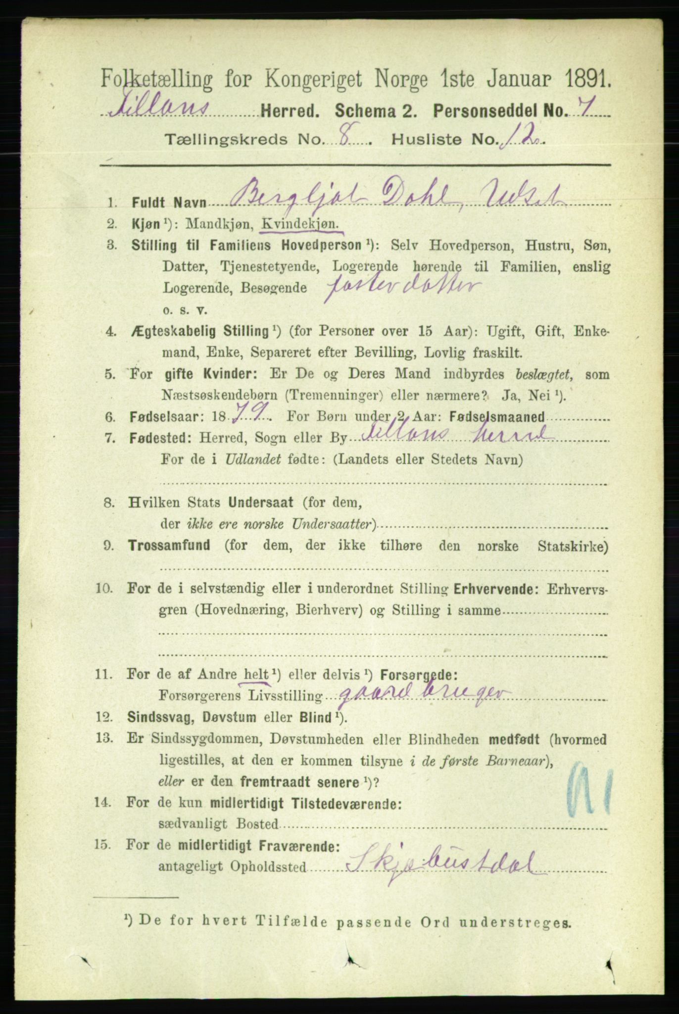 RA, 1891 census for 1616 Fillan, 1891, p. 1947