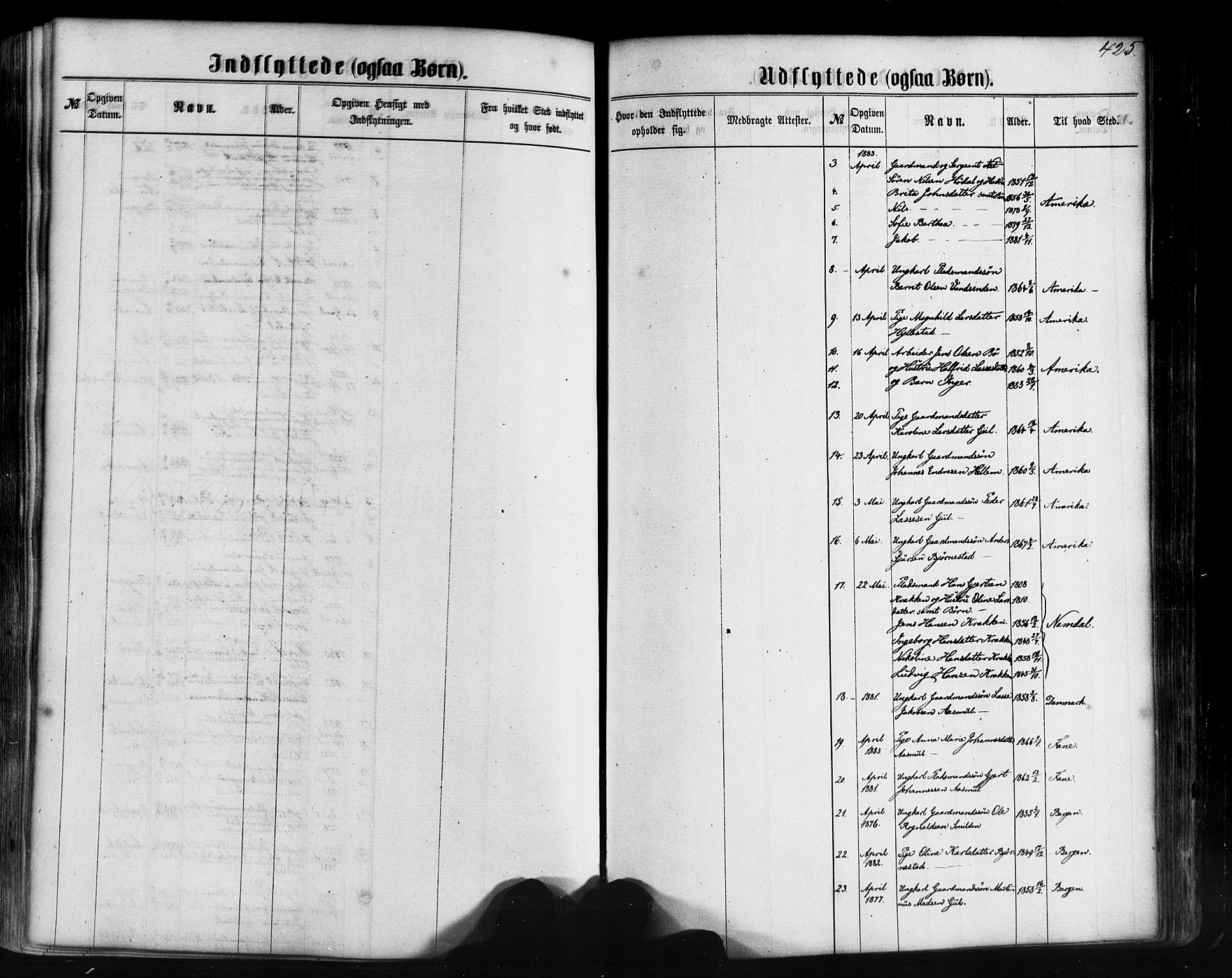 Hyllestad sokneprestembete, SAB/A-80401: Parish register (official) no. A 1, 1861-1886, p. 425