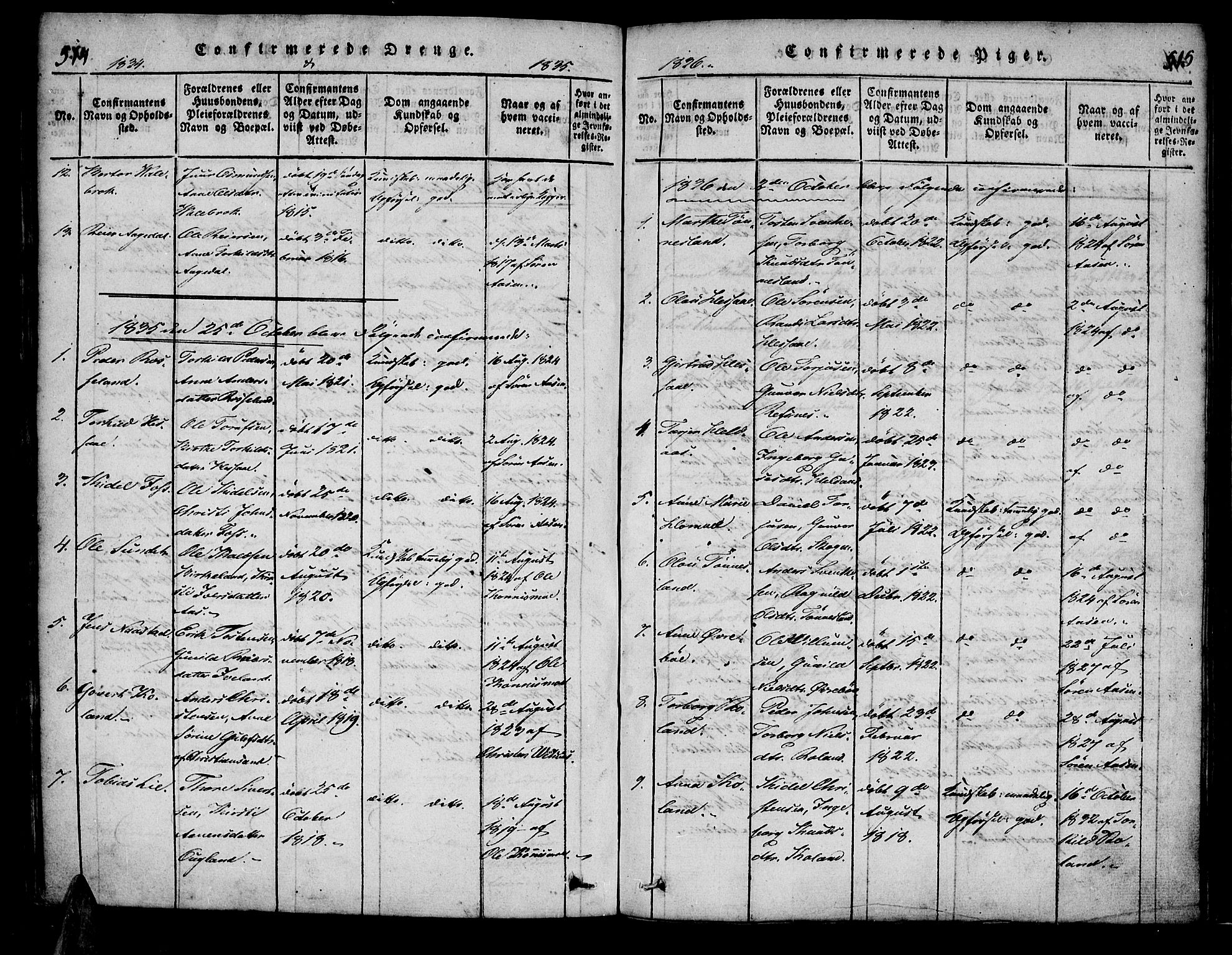 Bjelland sokneprestkontor, SAK/1111-0005/F/Fa/Faa/L0002: Parish register (official) no. A 2, 1816-1866, p. 514-515