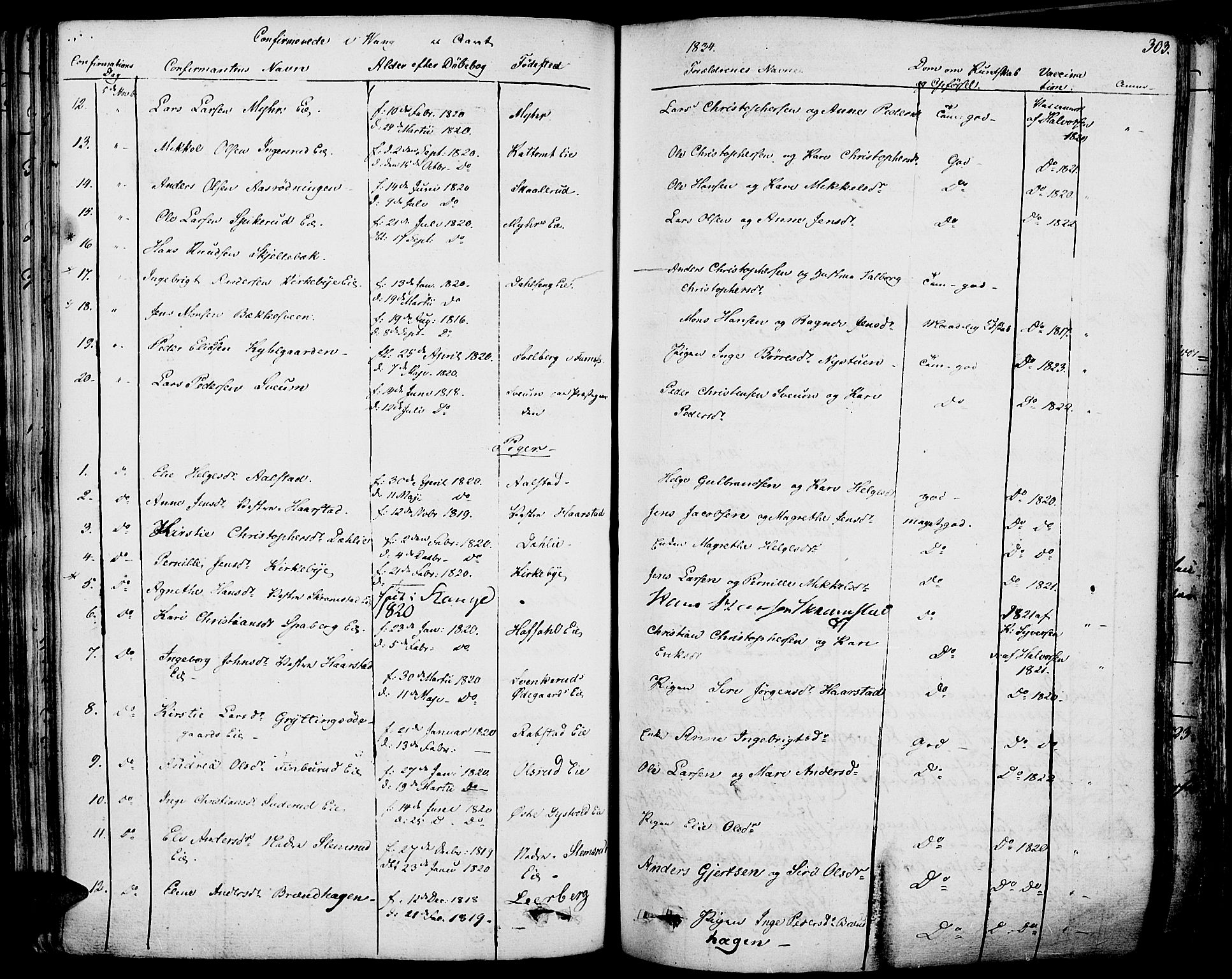 Vang prestekontor, Hedmark, SAH/PREST-008/H/Ha/Haa/L0009: Parish register (official) no. 9, 1826-1841, p. 303