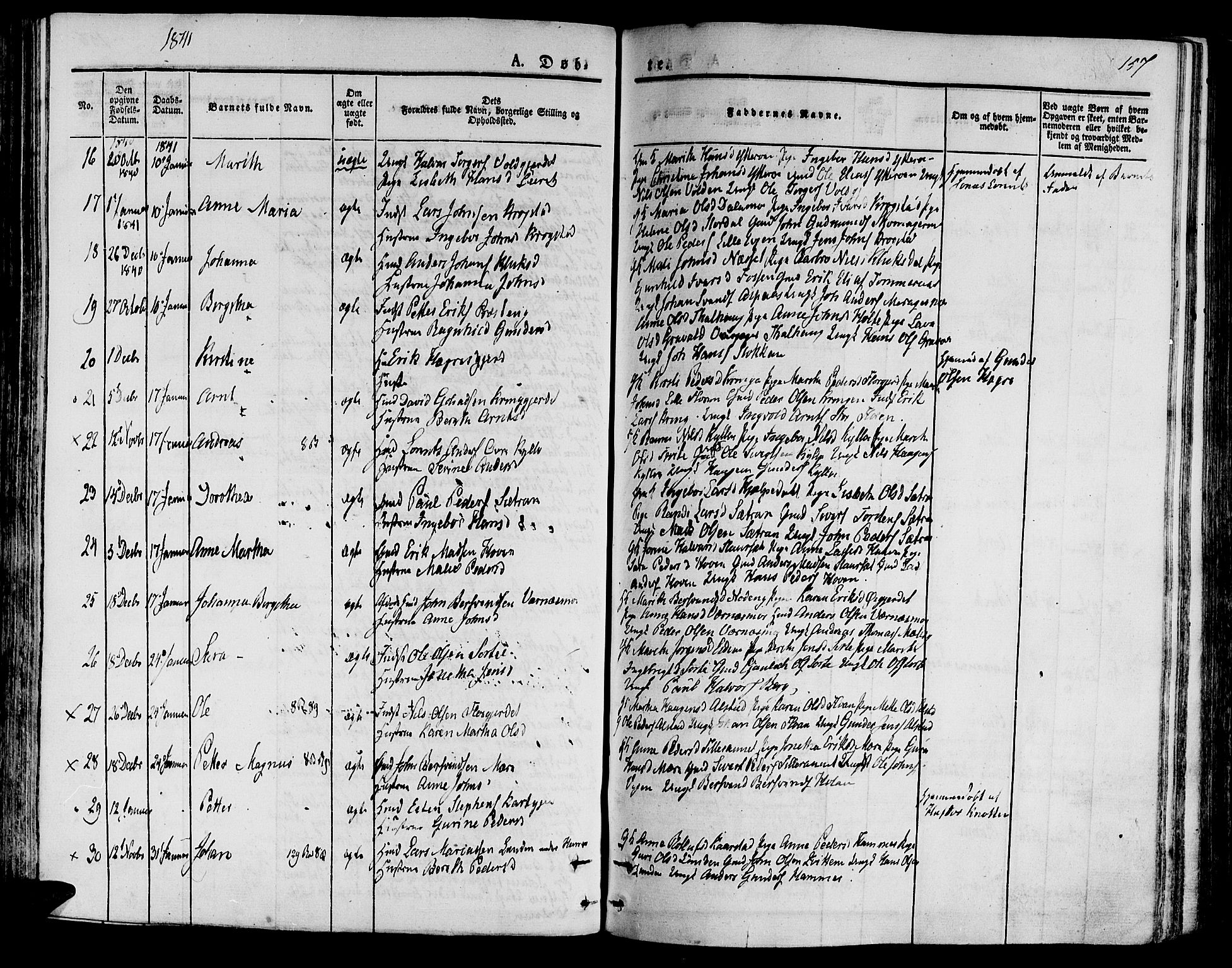 Ministerialprotokoller, klokkerbøker og fødselsregistre - Nord-Trøndelag, AV/SAT-A-1458/709/L0071: Parish register (official) no. 709A11, 1833-1844, p. 157