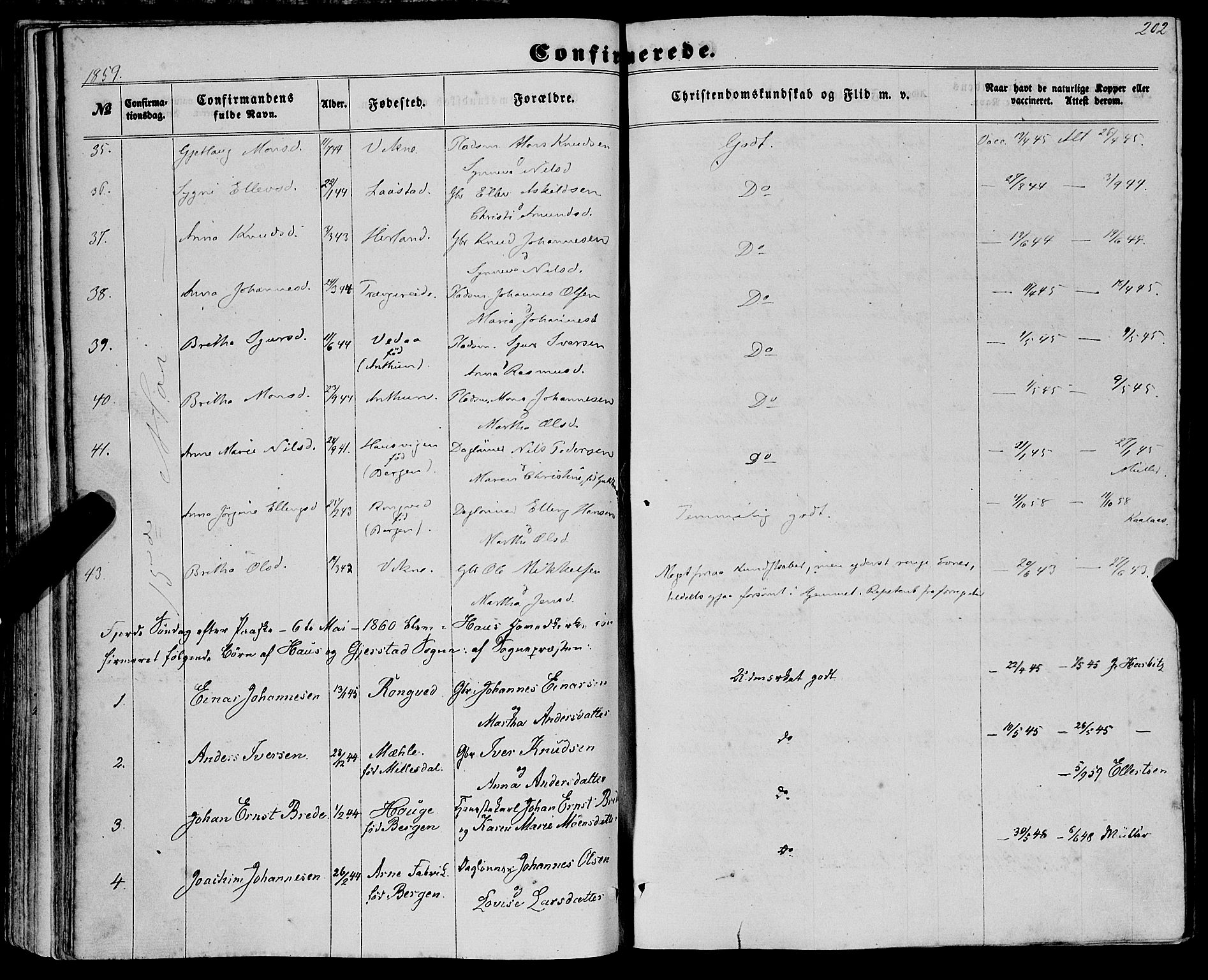 Haus sokneprestembete, SAB/A-75601/H/Haa: Parish register (official) no. A 17, 1858-1870, p. 202