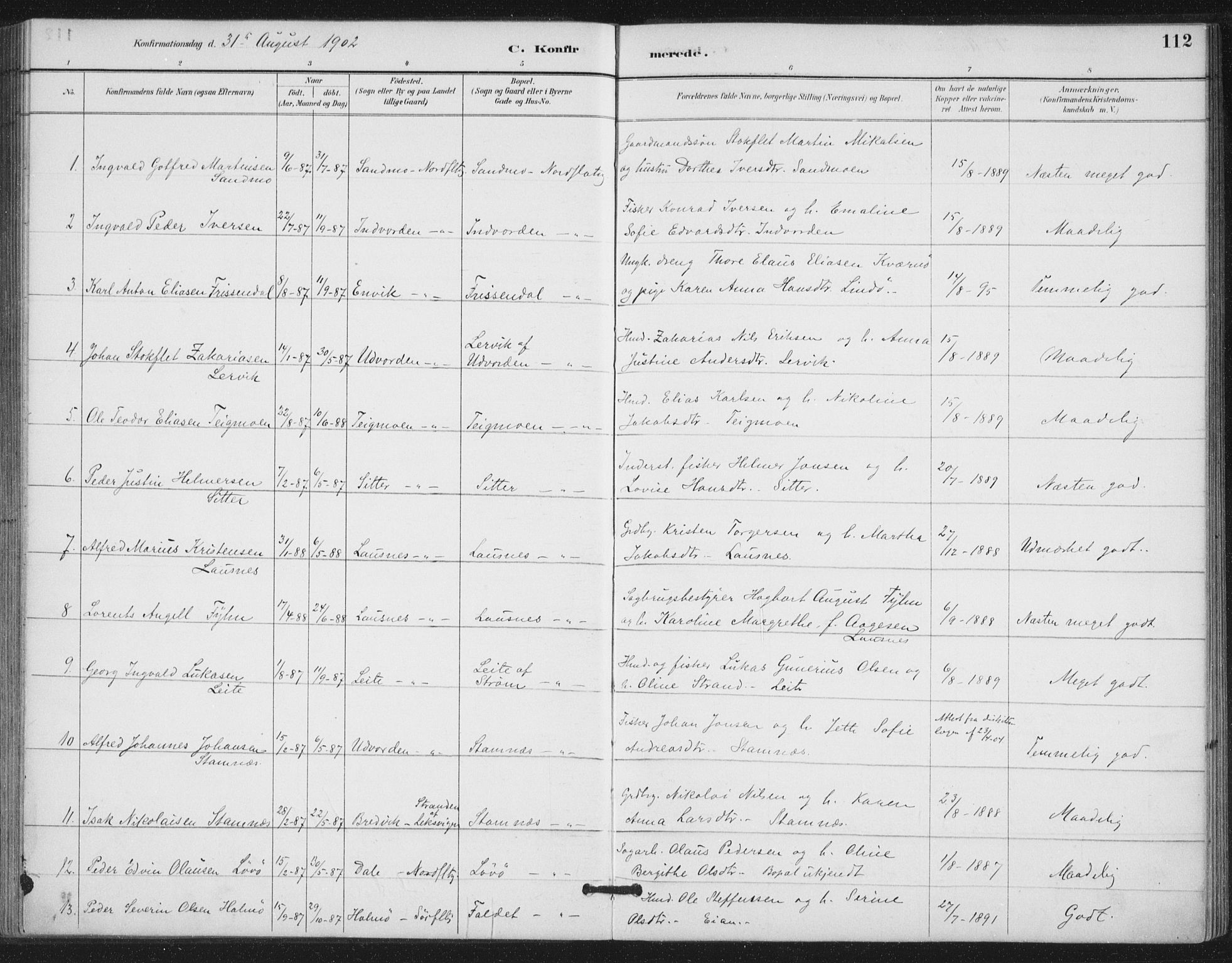 Ministerialprotokoller, klokkerbøker og fødselsregistre - Nord-Trøndelag, SAT/A-1458/772/L0603: Parish register (official) no. 772A01, 1885-1912, p. 112