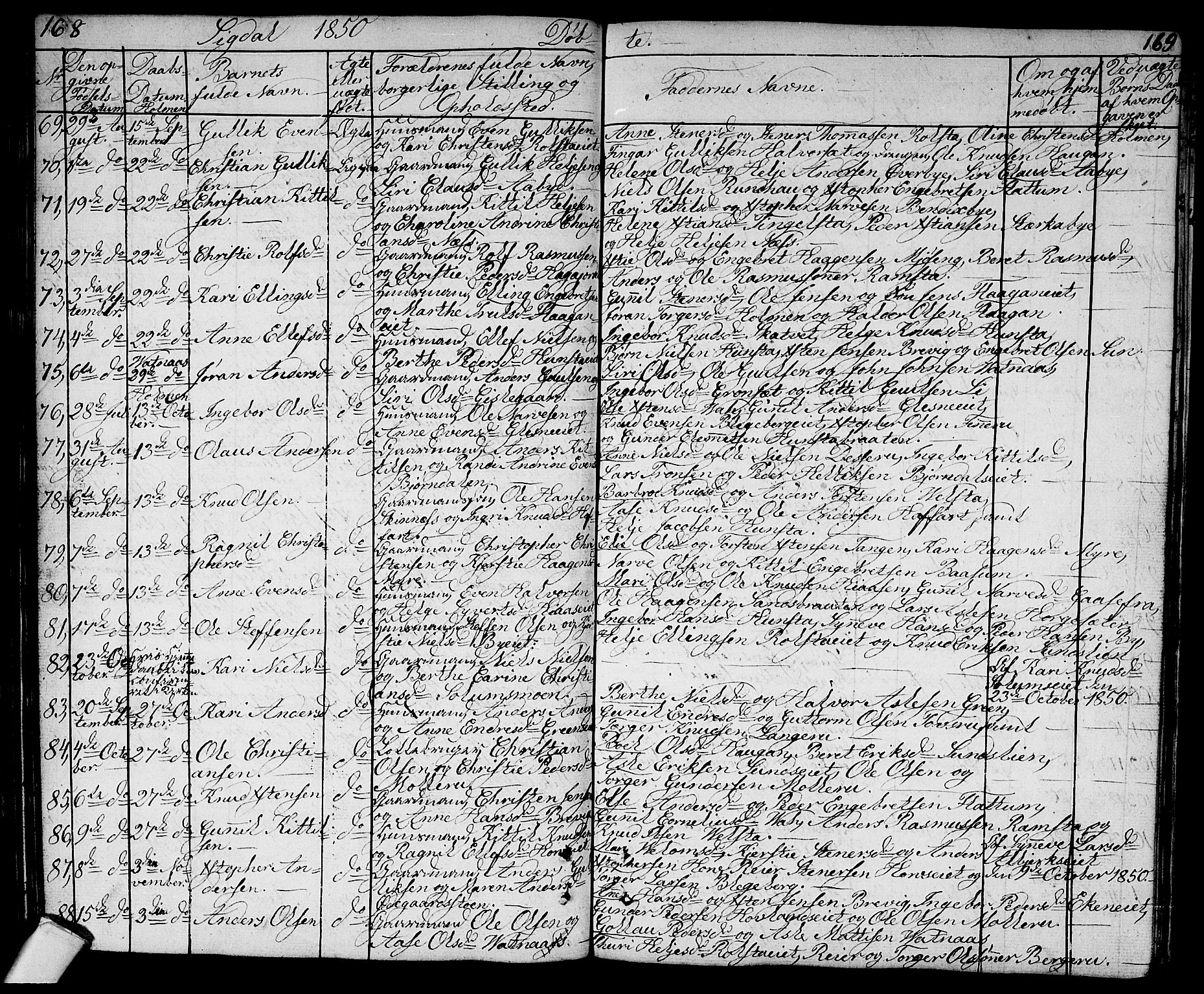 Sigdal kirkebøker, AV/SAKO-A-245/G/Ga/L0002: Parish register (copy) no. I 2, 1835-1856, p. 168-169