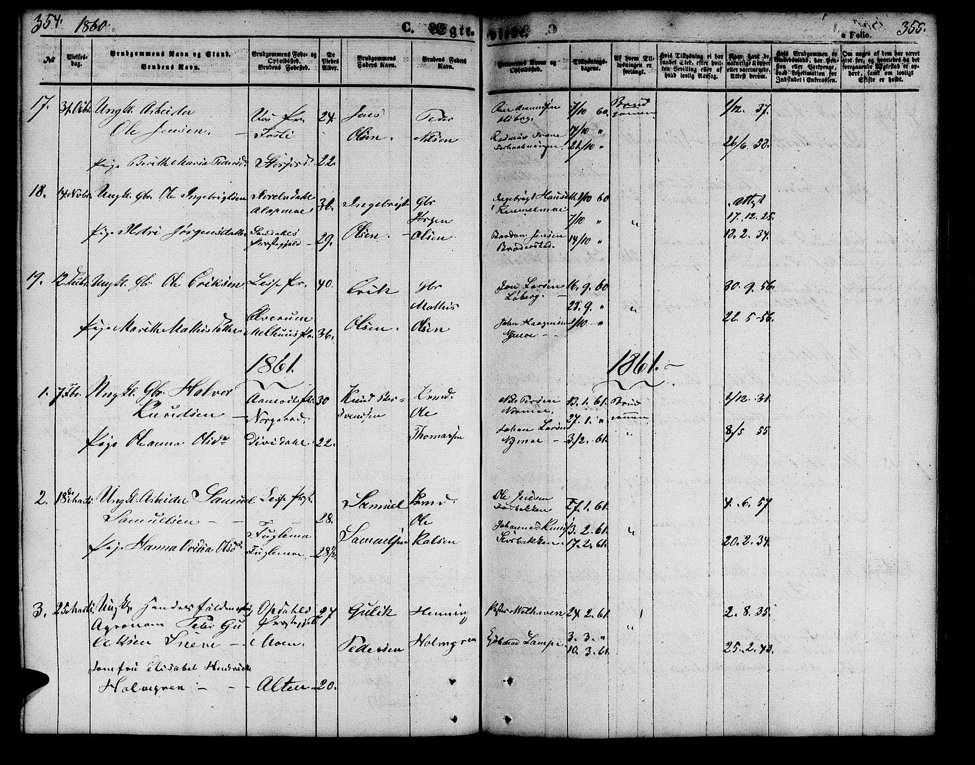 Målselv sokneprestembete, SATØ/S-1311/G/Ga/Gab/L0001klokker: Parish register (copy) no. 1, 1856-1866, p. 354-355