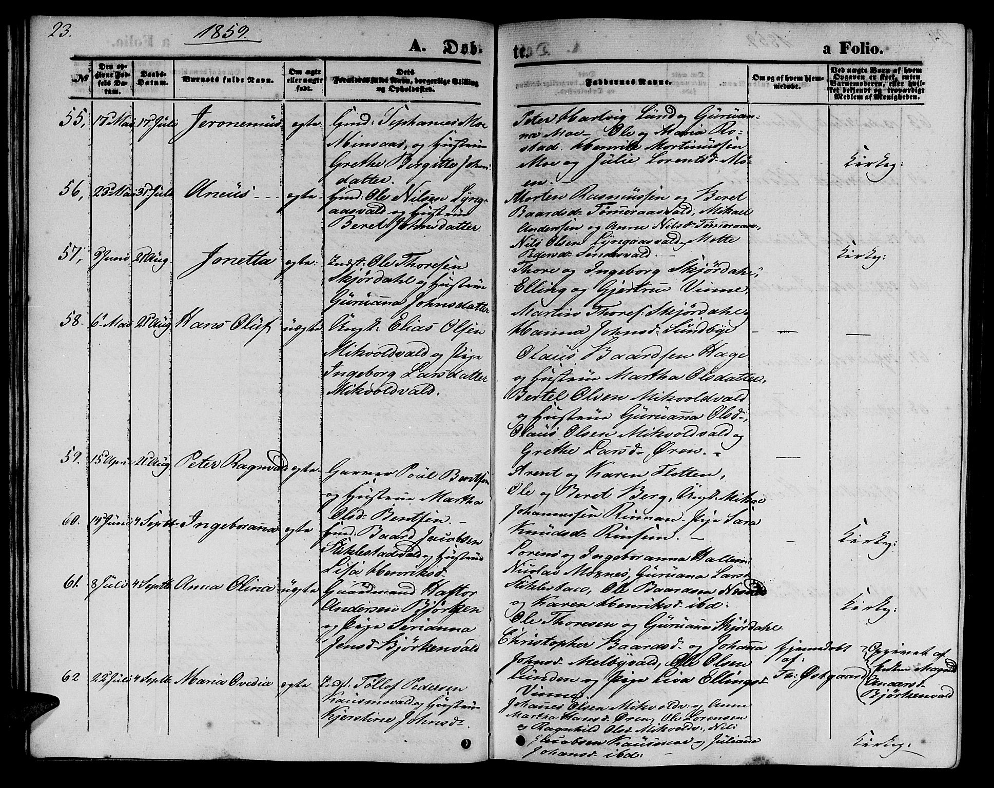 Ministerialprotokoller, klokkerbøker og fødselsregistre - Nord-Trøndelag, AV/SAT-A-1458/723/L0254: Parish register (copy) no. 723C02, 1858-1868, p. 23