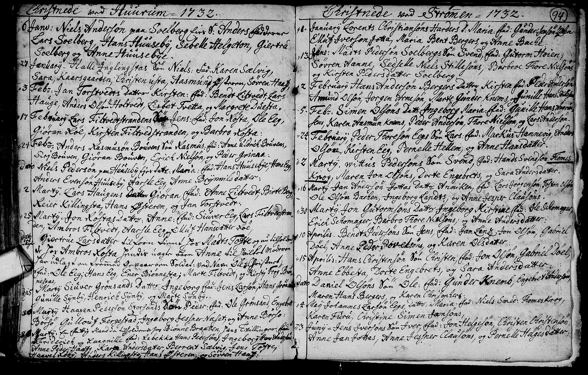 Hurum kirkebøker, AV/SAKO-A-229/F/Fa/L0001: Parish register (official) no. 1, 1715-1732, p. 94