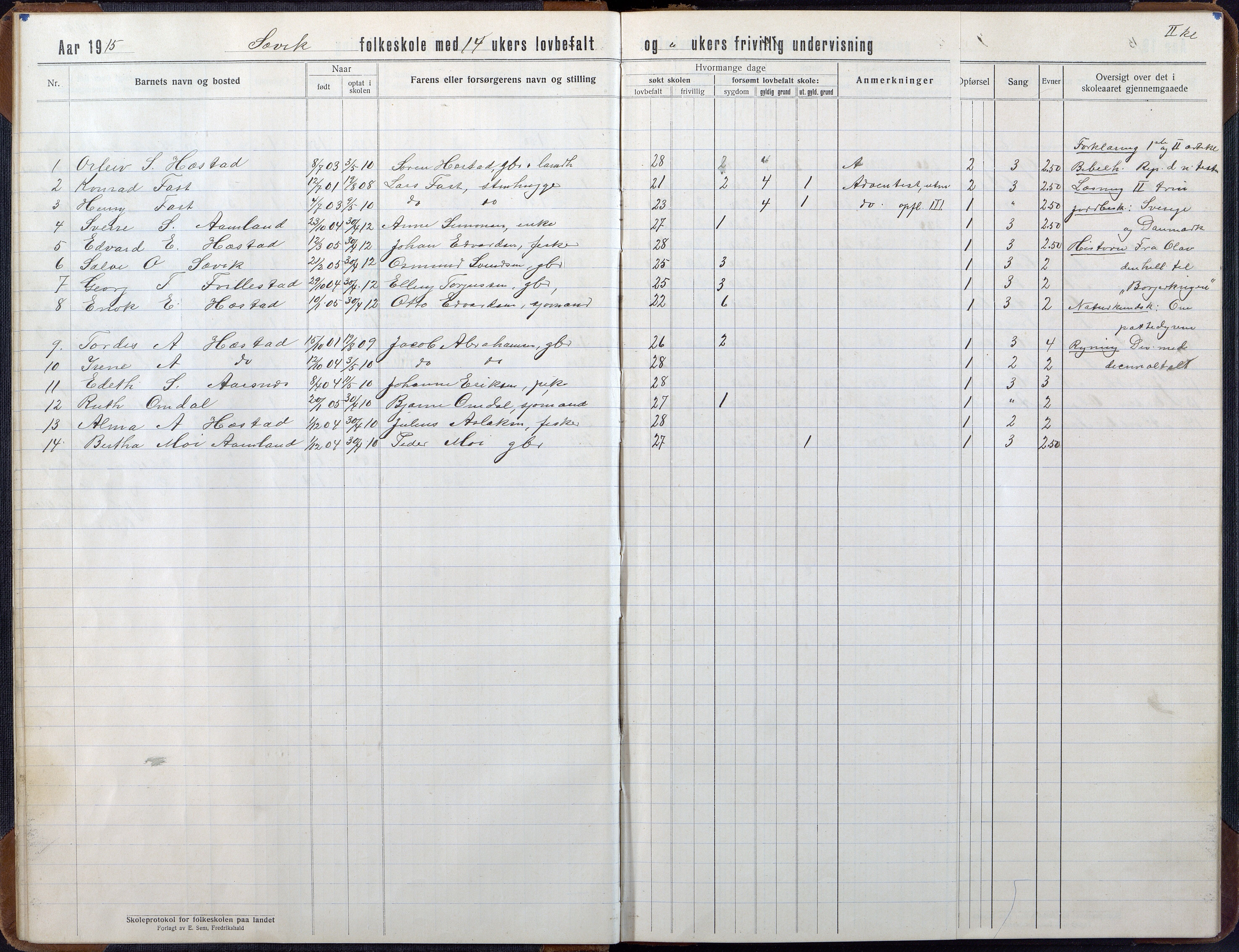 Høvåg kommune, AAKS/KA0927-PK/2/2/L0056: Kvåse, Sevik, Hæstad og Ytre Årsnes - Skoleprotokoll (Sevik, Hæstad), 1914-1944