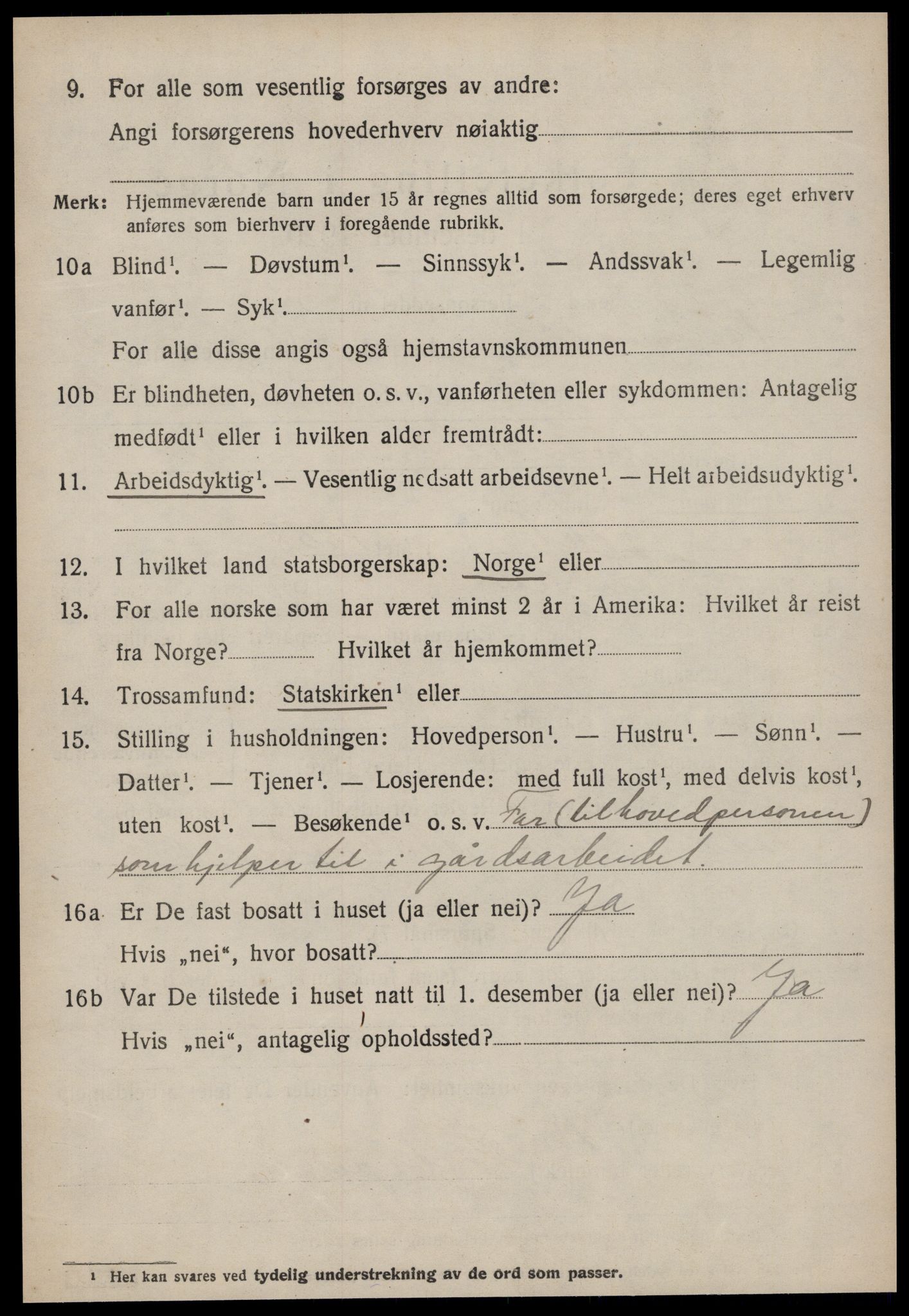 SAT, 1920 census for Tingvoll, 1920, p. 2321