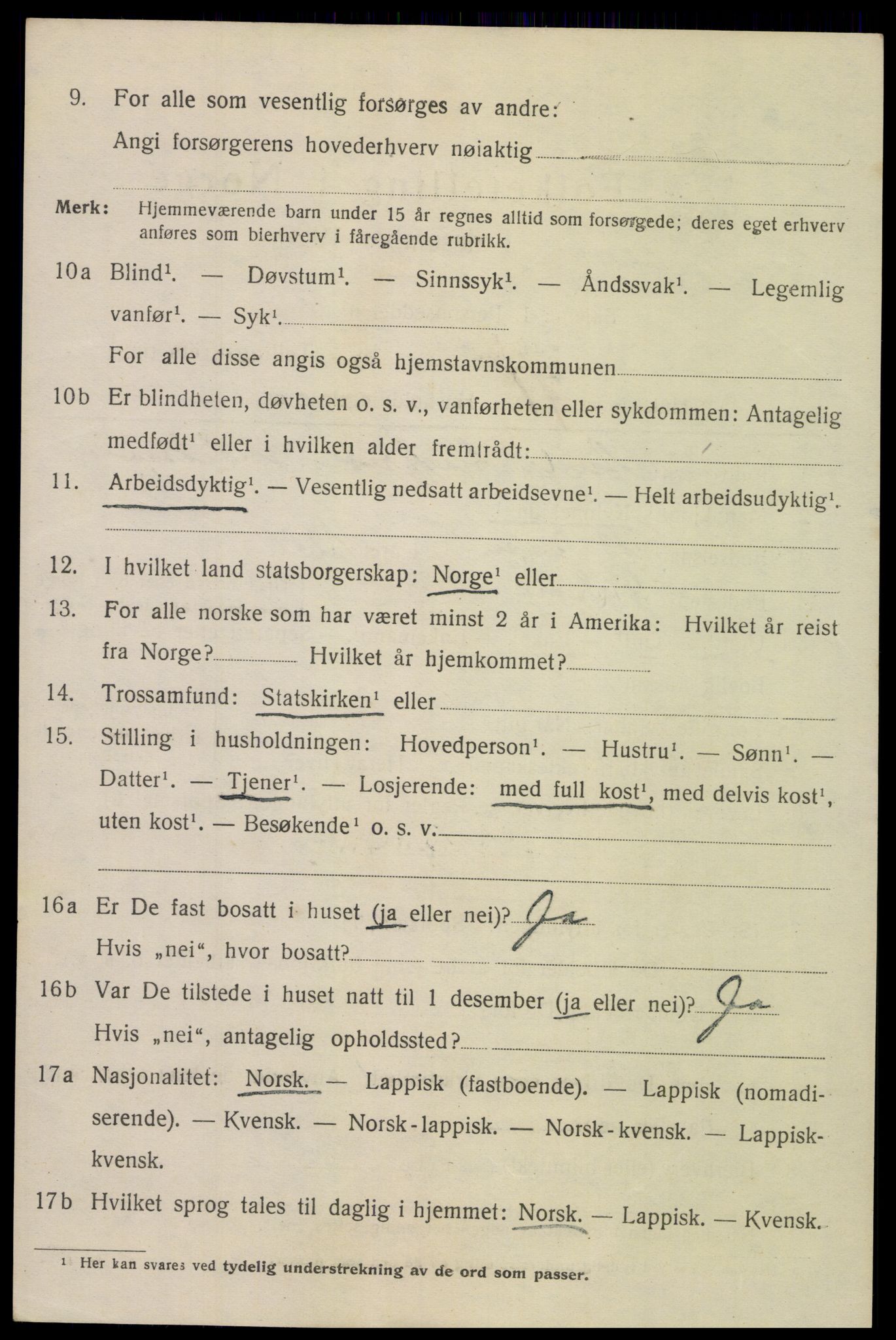 SAT, 1920 census for Bodø, 1920, p. 11092