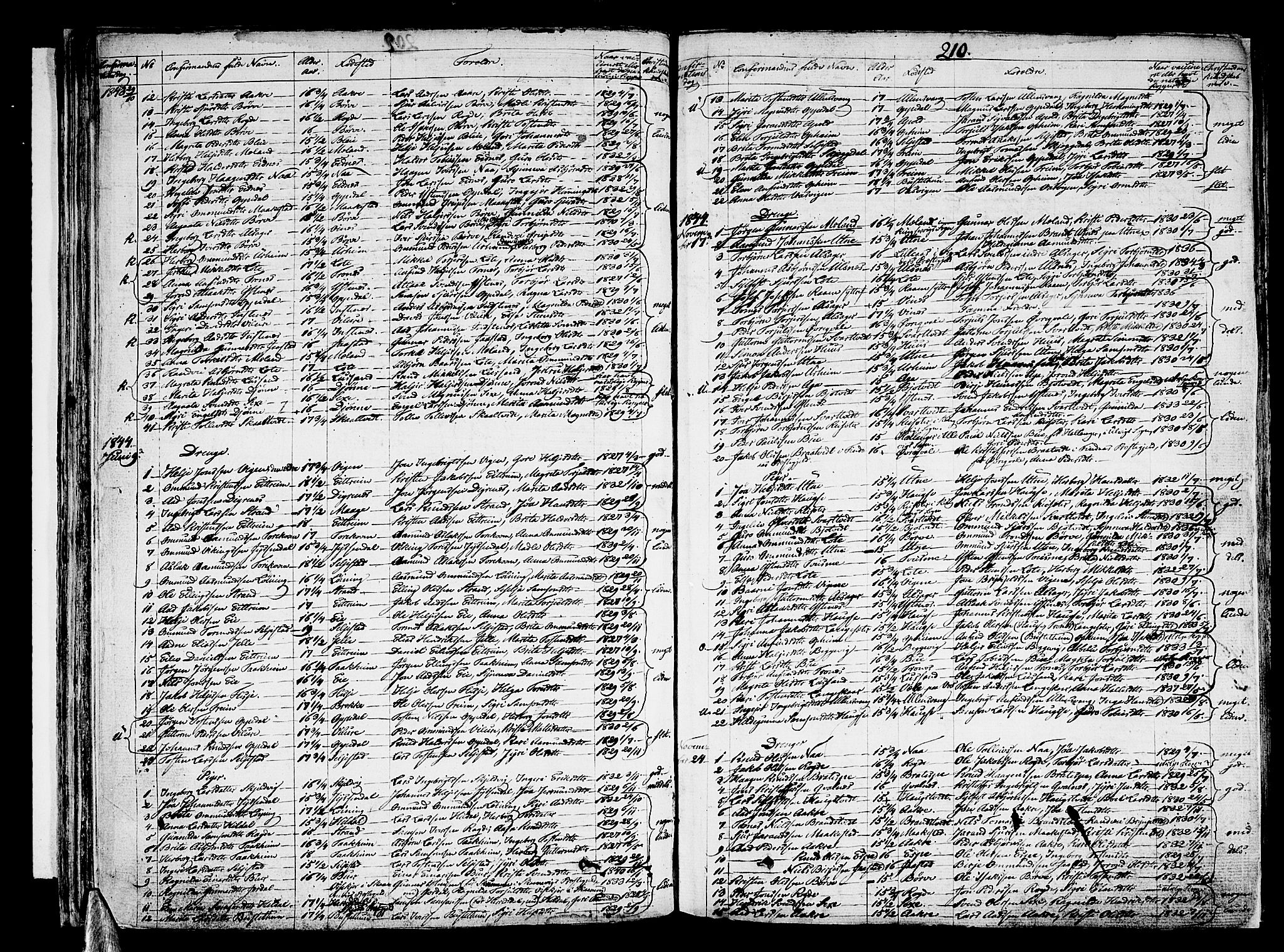 Ullensvang sokneprestembete, SAB/A-78701/H/Haa: Parish register (official) no. A 10, 1825-1853, p. 210