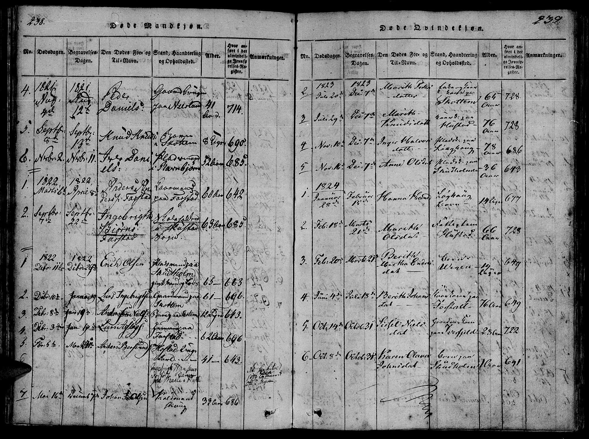 Ministerialprotokoller, klokkerbøker og fødselsregistre - Møre og Romsdal, SAT/A-1454/566/L0764: Parish register (official) no. 566A03 /2, 1817-1829, p. 238-239