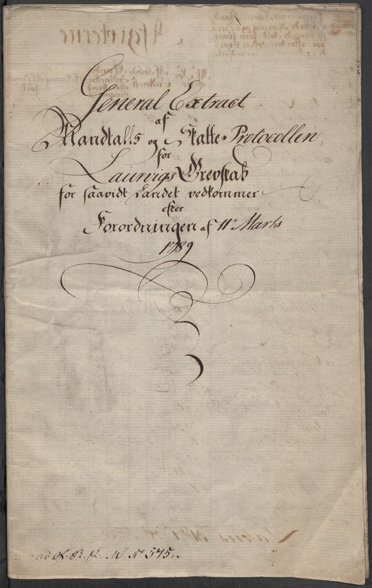 Rentekammeret inntil 1814, Reviderte regnskaper, Mindre regnskaper, RA/EA-4068/Rf/Rfe/L0021: Larvik grevskap, Lista fogderi, 1789, p. 62