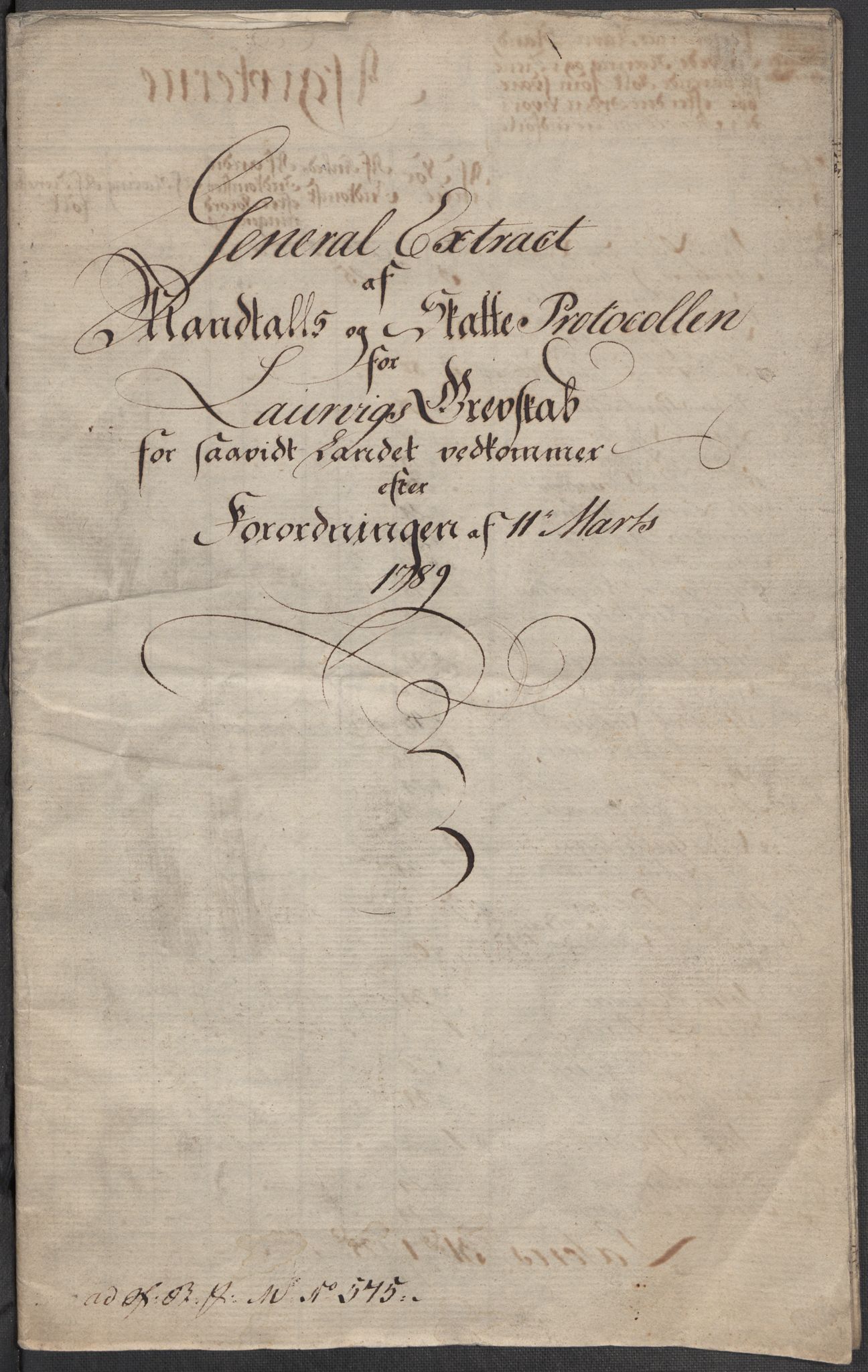 Rentekammeret inntil 1814, Reviderte regnskaper, Mindre regnskaper, AV/RA-EA-4068/Rf/Rfe/L0021: Larvik grevskap, Lista fogderi, 1789, p. 62