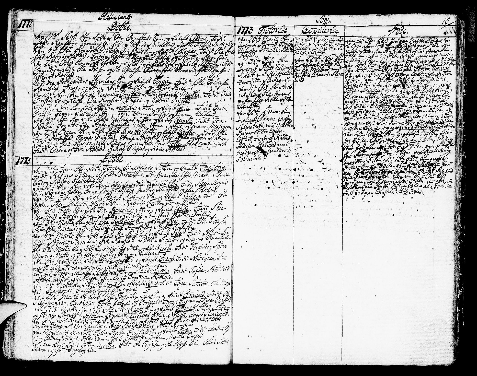 Helleland sokneprestkontor, AV/SAST-A-101810: Parish register (official) no. A 2 /1, 1762-1791, p. 18