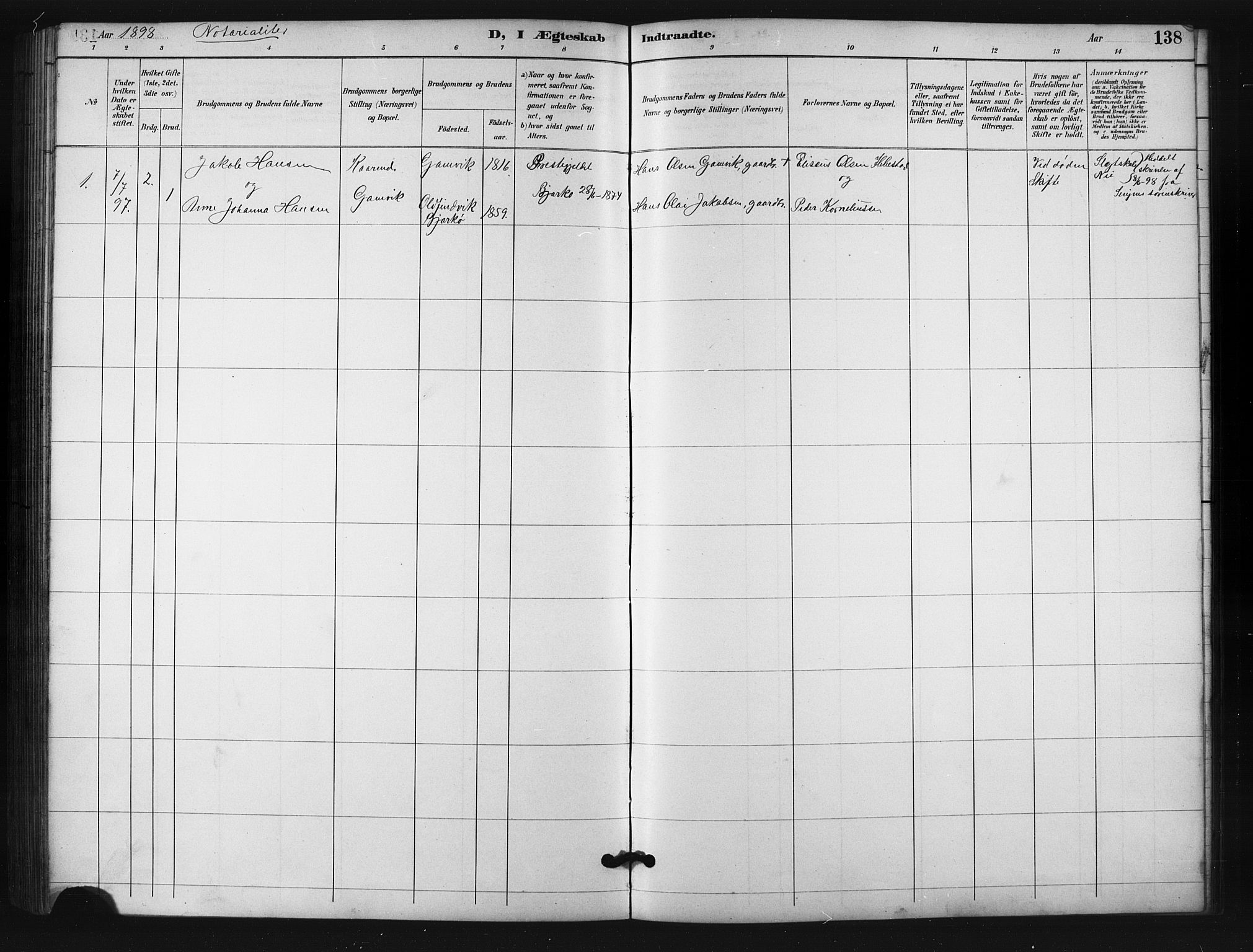 Salangen sokneprestembete, SATØ/S-1324/H/Ha/L0001klokker: Parish register (copy) no. 1, 1893-1910, p. 138