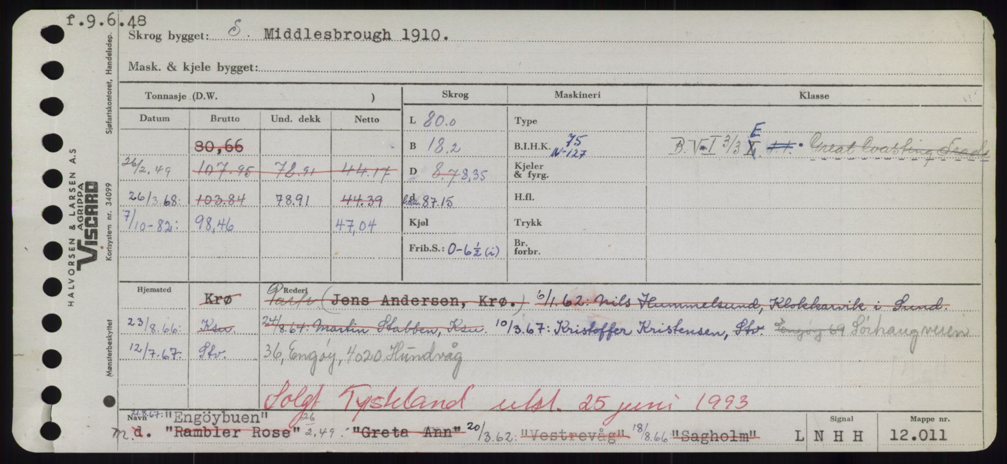 Sjøfartsdirektoratet med forløpere, Skipsmålingen, RA/S-1627/H/Hd/L0009: Fartøy, E, p. 435